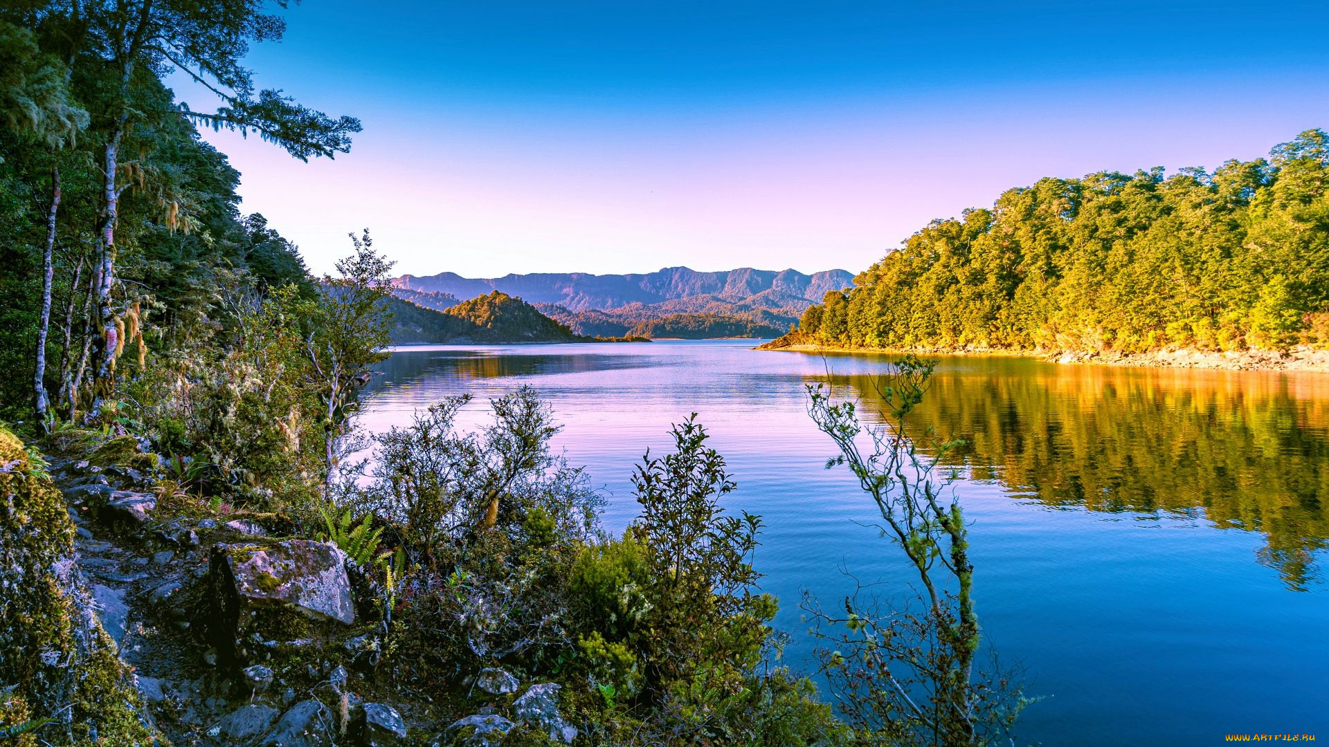 lake, waikaremoana, new, zealand, природа, реки, озера, lake, waikaremoana, new, zealand