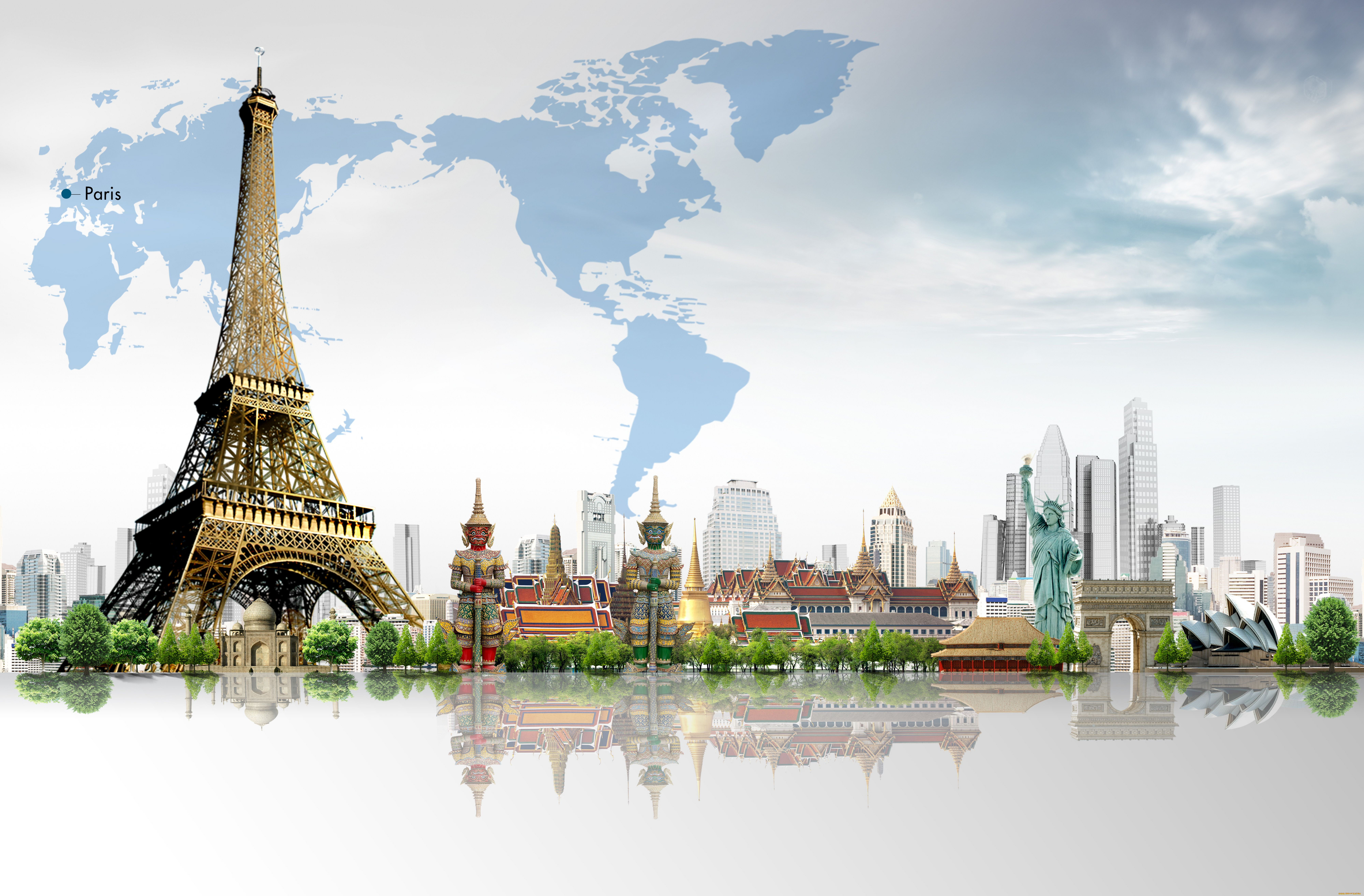 Плакат высокого разрешения. Эльфивая башня в Париже. Достопримечательности Парижа Эйфелева башня. Фон город. Фотообои путешествия по миру.