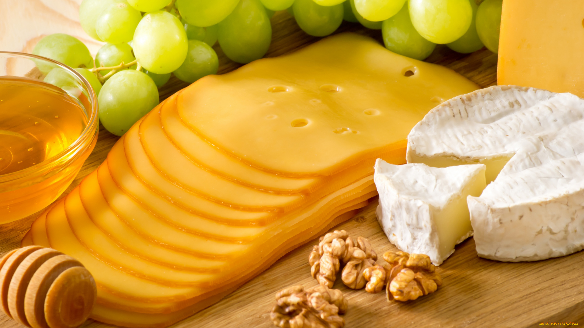 еда, сырные, изделия, nuts, honey, сыр, виноград, мед, орехи, cheese, grapes