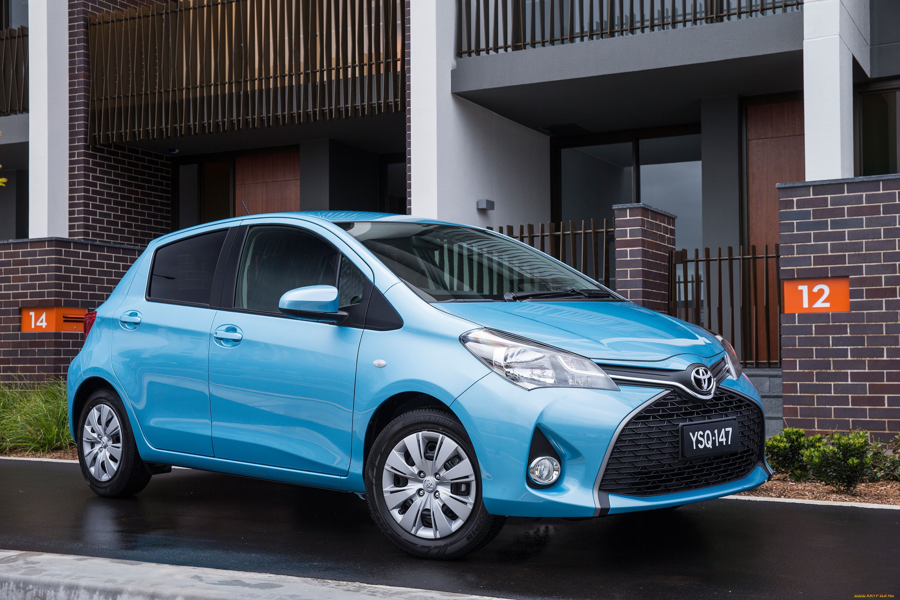 автомобили, toyota, yaris, синий, 2014г, sx