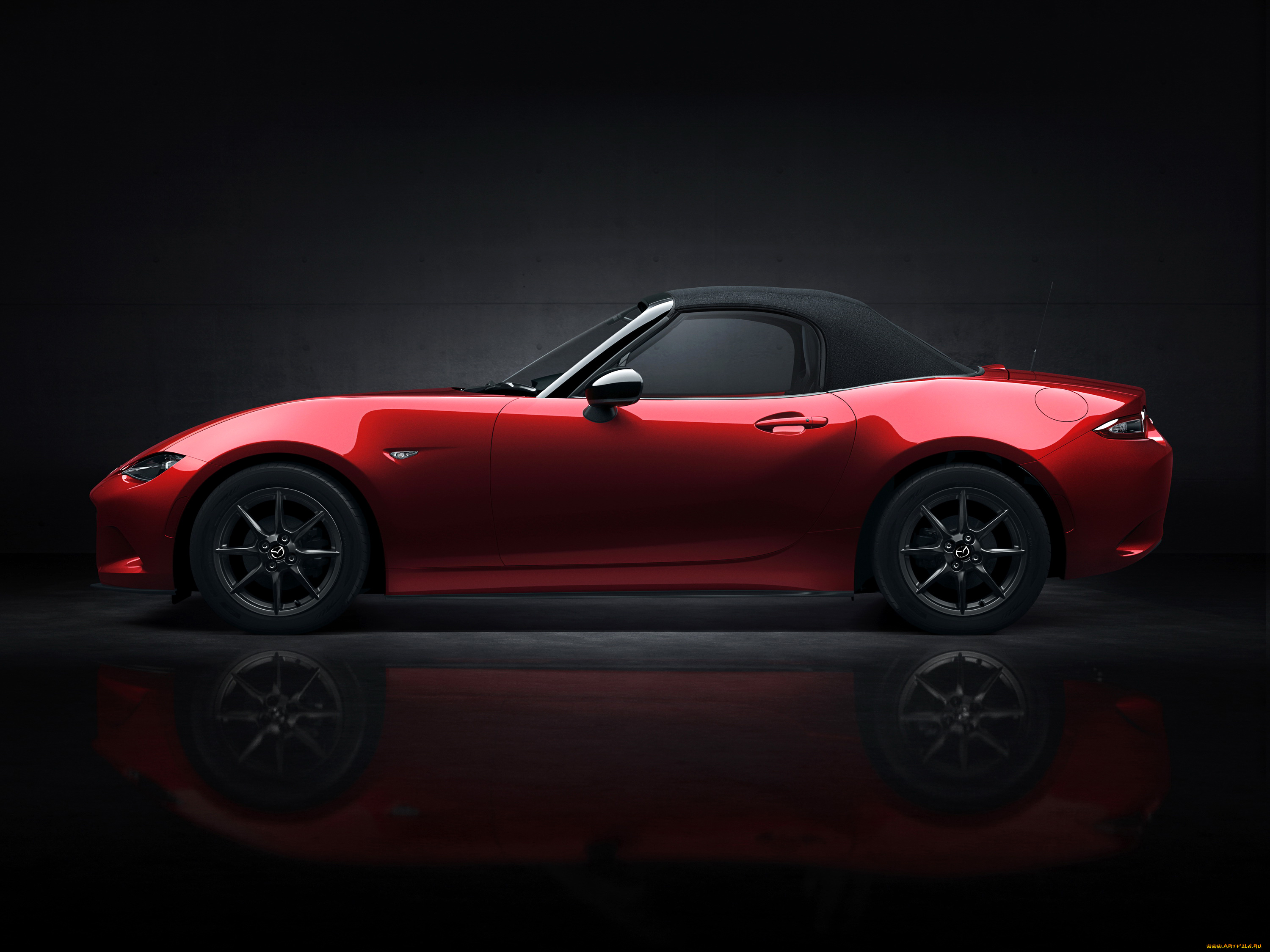 2014, mazda, mx-5, автомобили, mazda, красный, тюнинг, сбоку