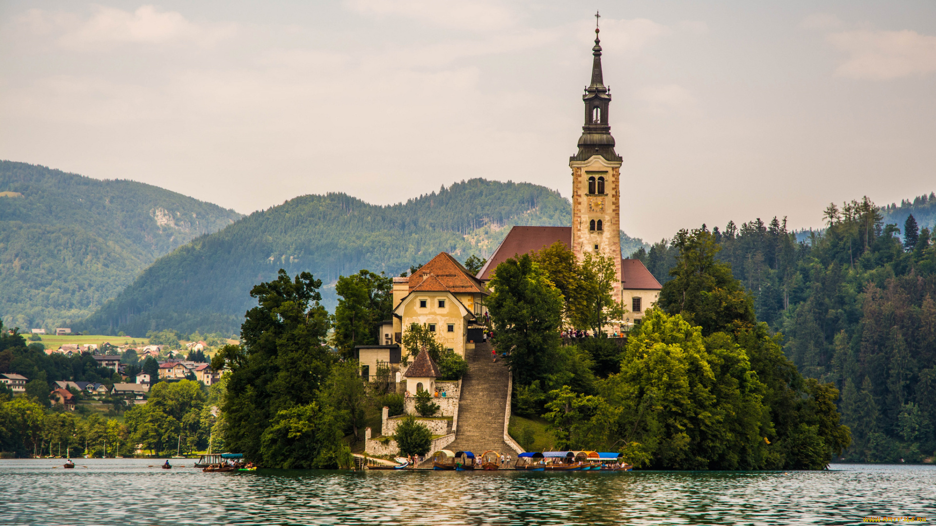 bled, , slovenia, города, -, здания, , дома, озеро, остров, шпиль