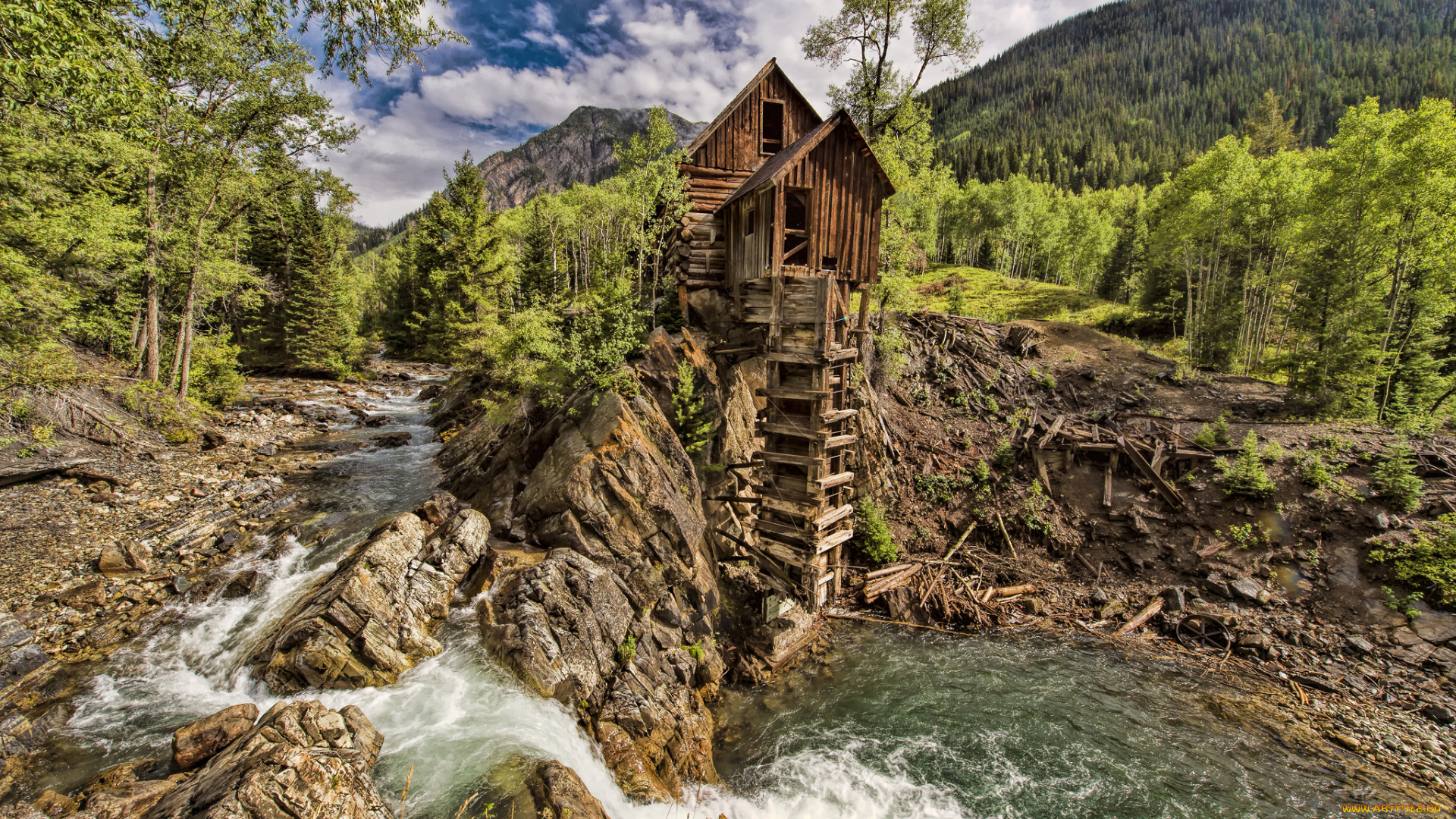 crystal, mill, colorado, природа, реки, озера, river, кристал, колорадо, водяная, мельница, река, лес