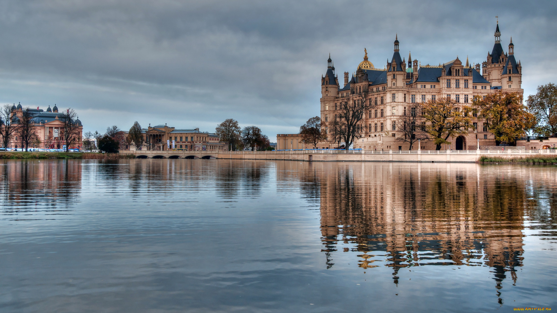 hamburg, города, замок, шверин, германия, гамбург, река, здания, парк