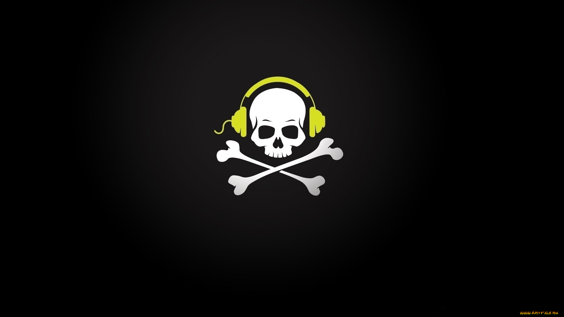 рисованные, минимализм, pirate, Череп, провод, skull, кости, наушники, music