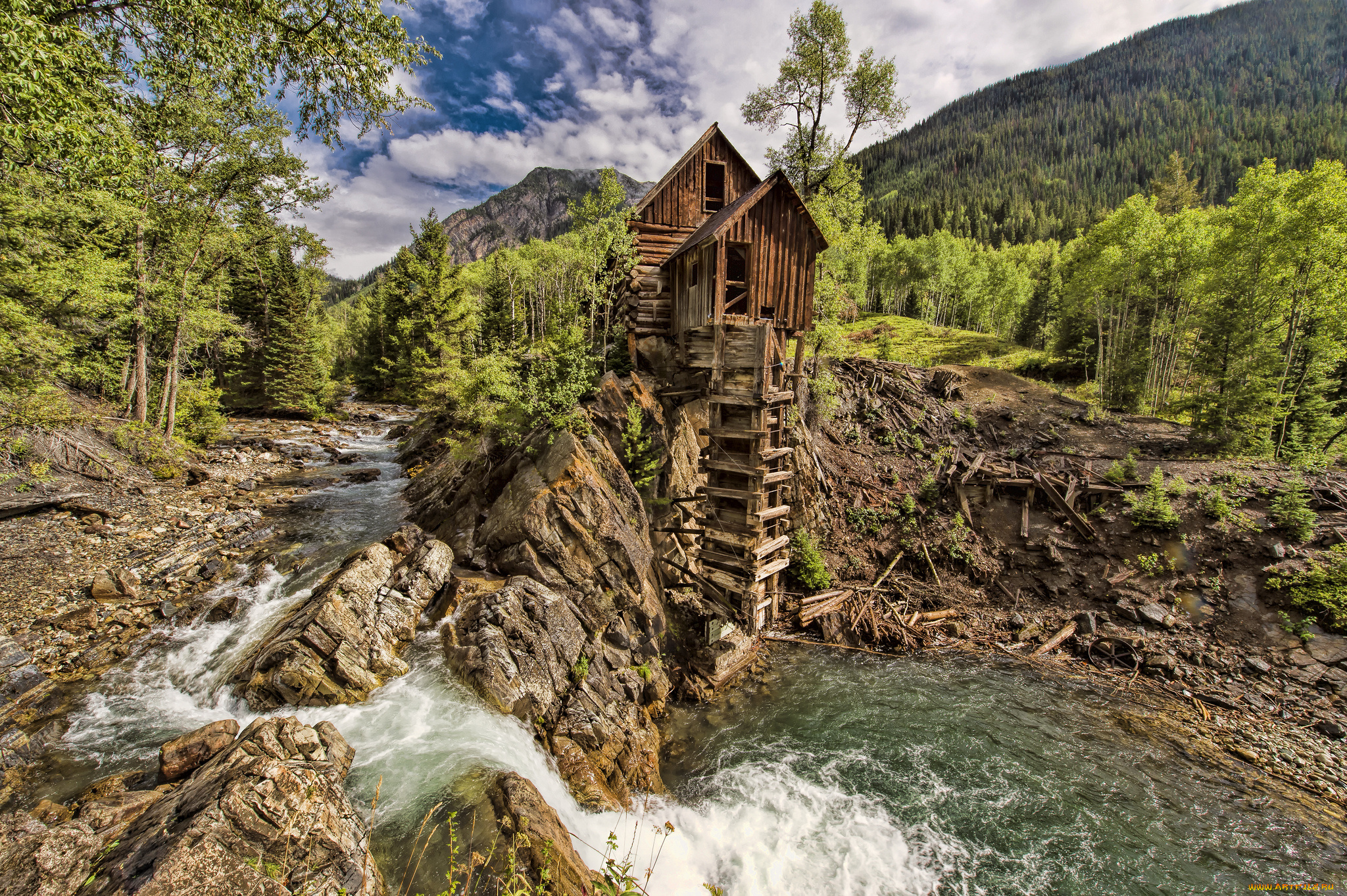 crystal, mill, colorado, природа, реки, озера, river, кристал, колорадо, водяная, мельница, река, лес