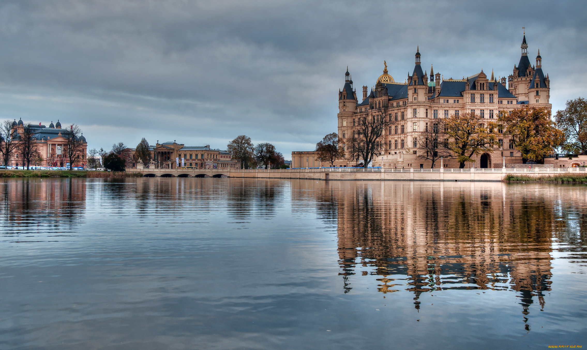 hamburg, города, замок, шверин, германия, гамбург, река, здания, парк