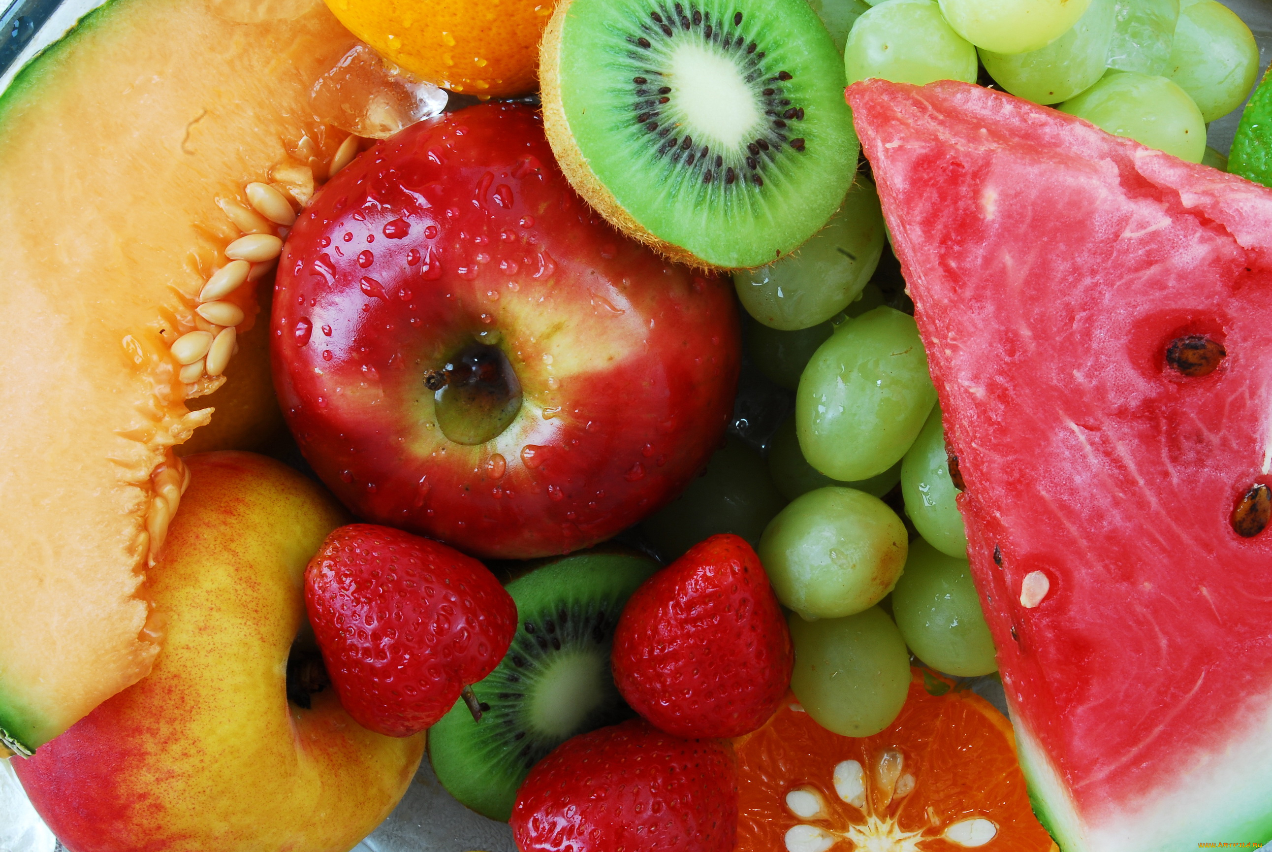 еда, фрукты, ягоды, яблоки, виноград, киви
