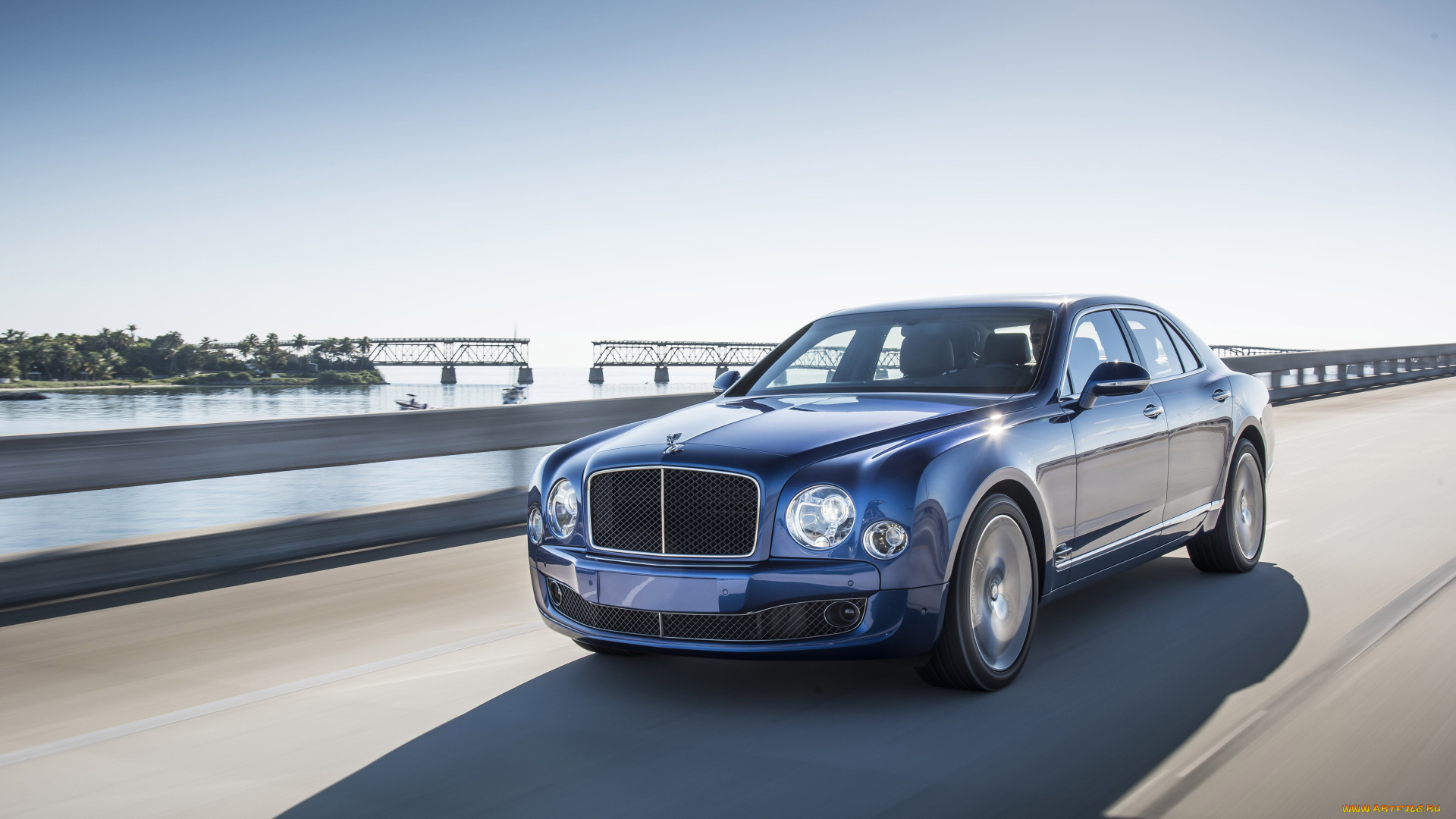 автомобили, bentley, синий, speed, mulsanne, 2014г