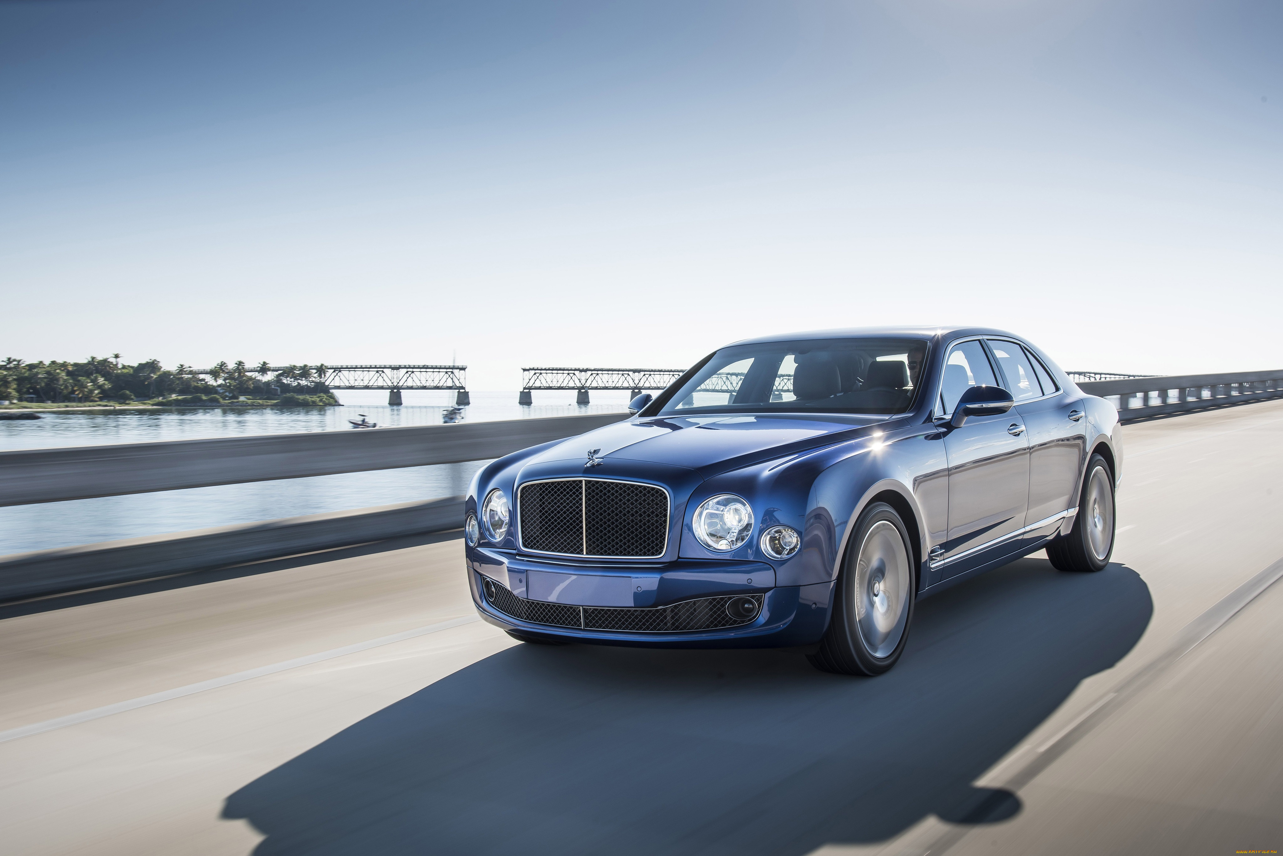 автомобили, bentley, синий, speed, mulsanne, 2014г