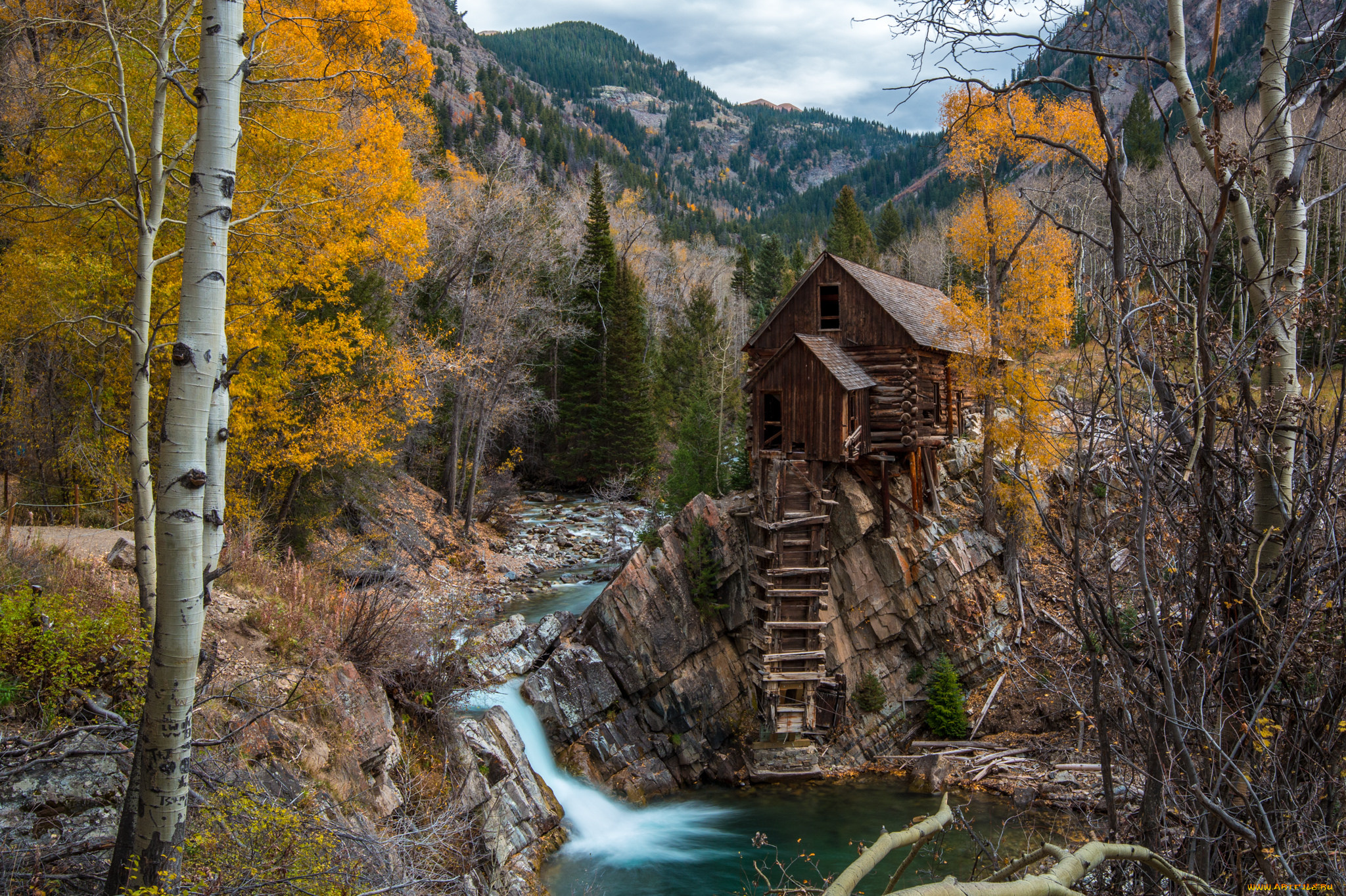 природа, водопады, водопад, лес, река