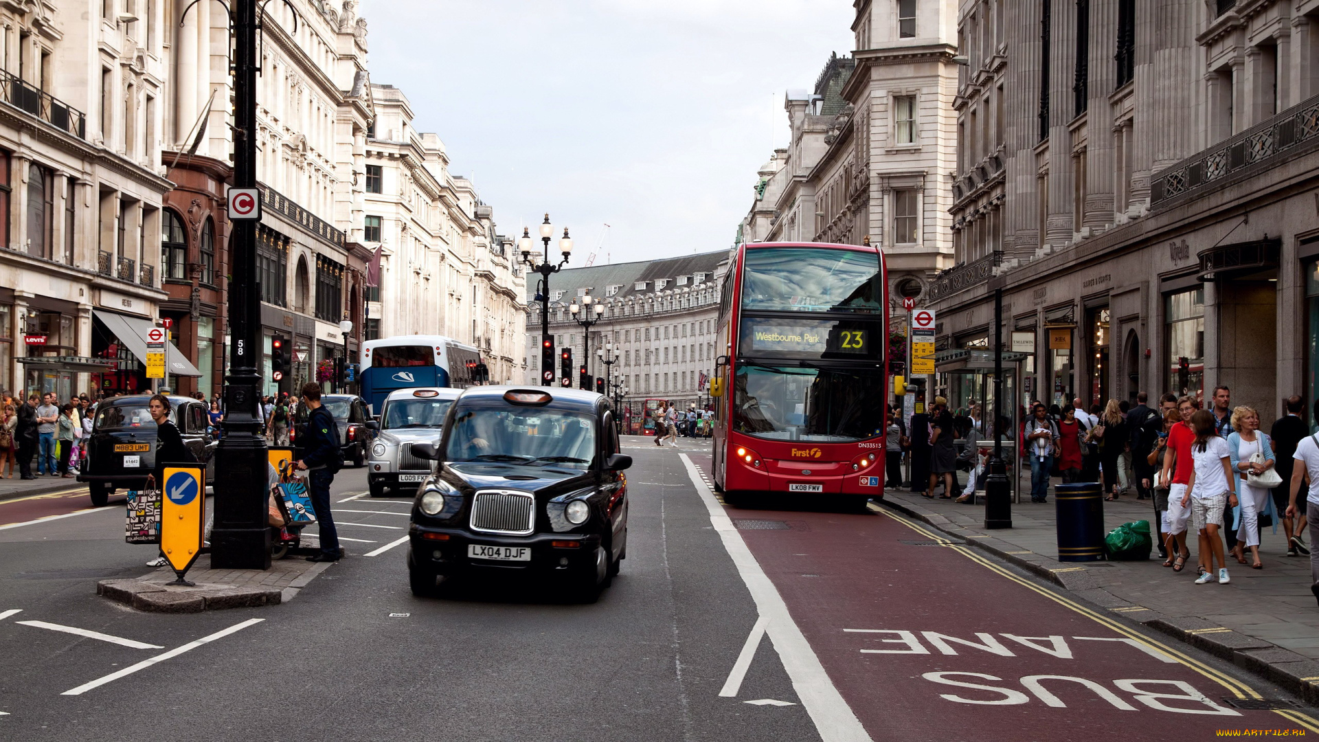 города, лондон, , великобритания, автобус, улица, такси