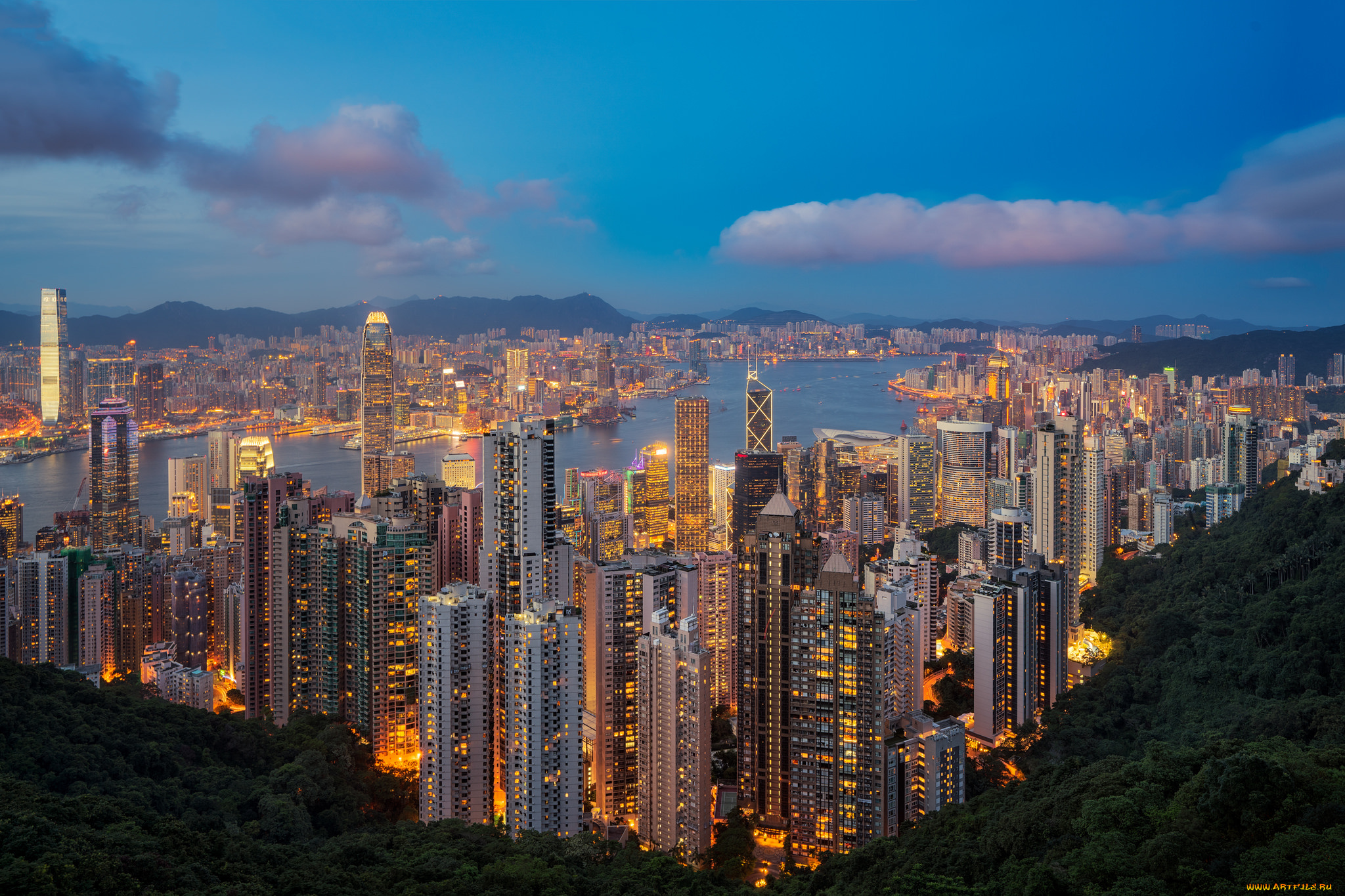 hong, kong, города, гонконг, , китай, небоскребы, панорама