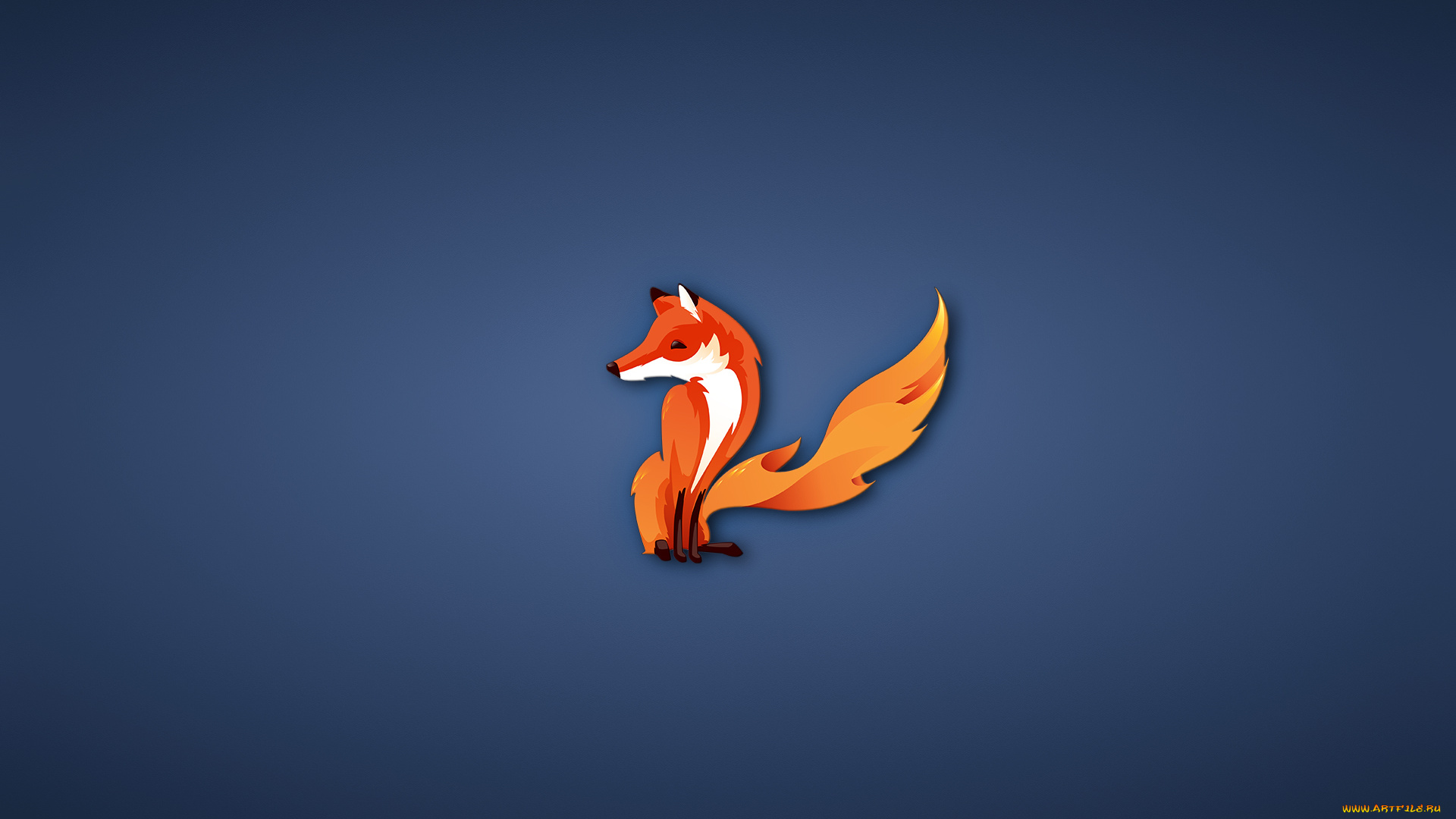 рисованные, минимализм, firefox, fox, лиса, синий, фон