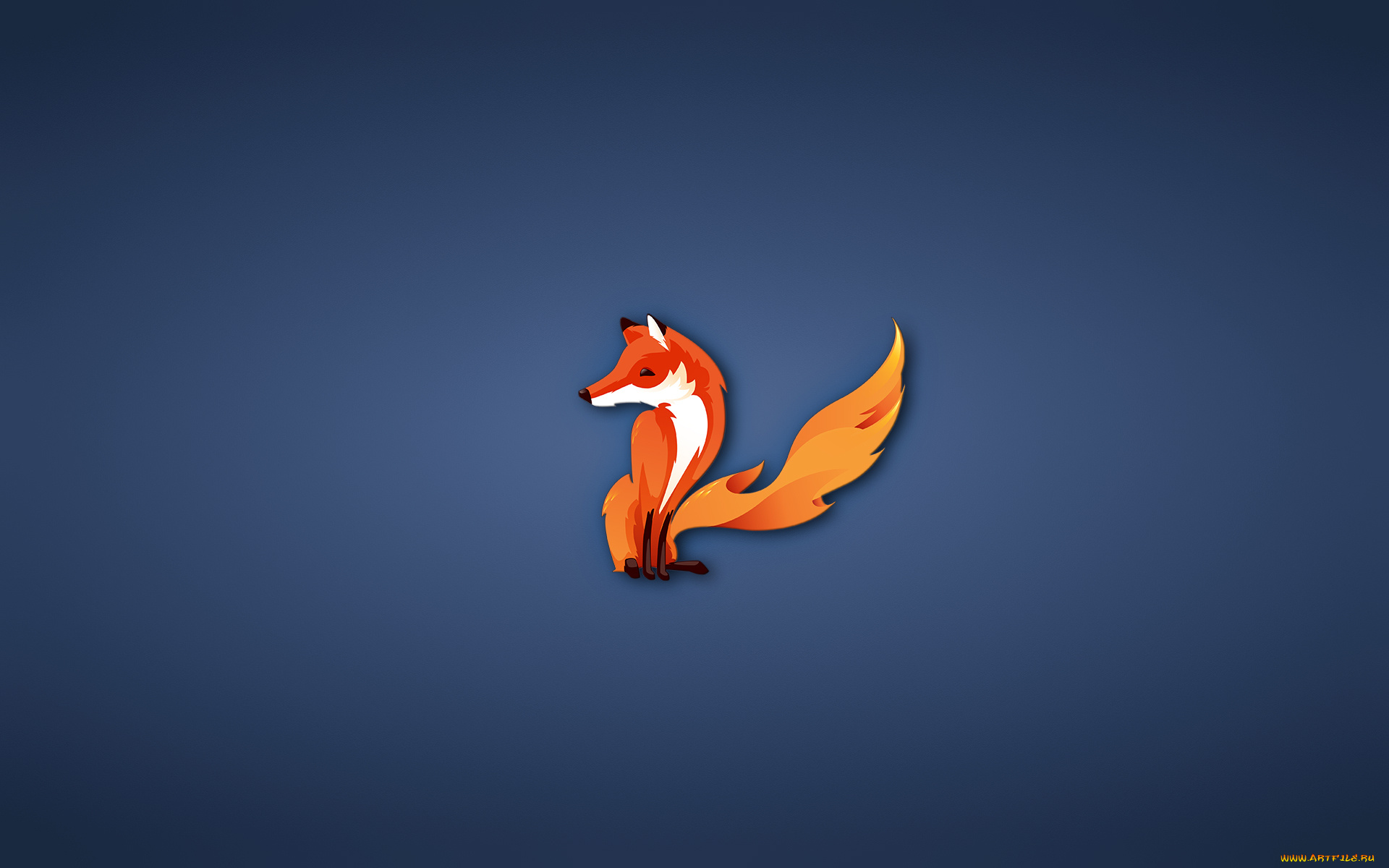 рисованные, минимализм, firefox, fox, лиса, синий, фон