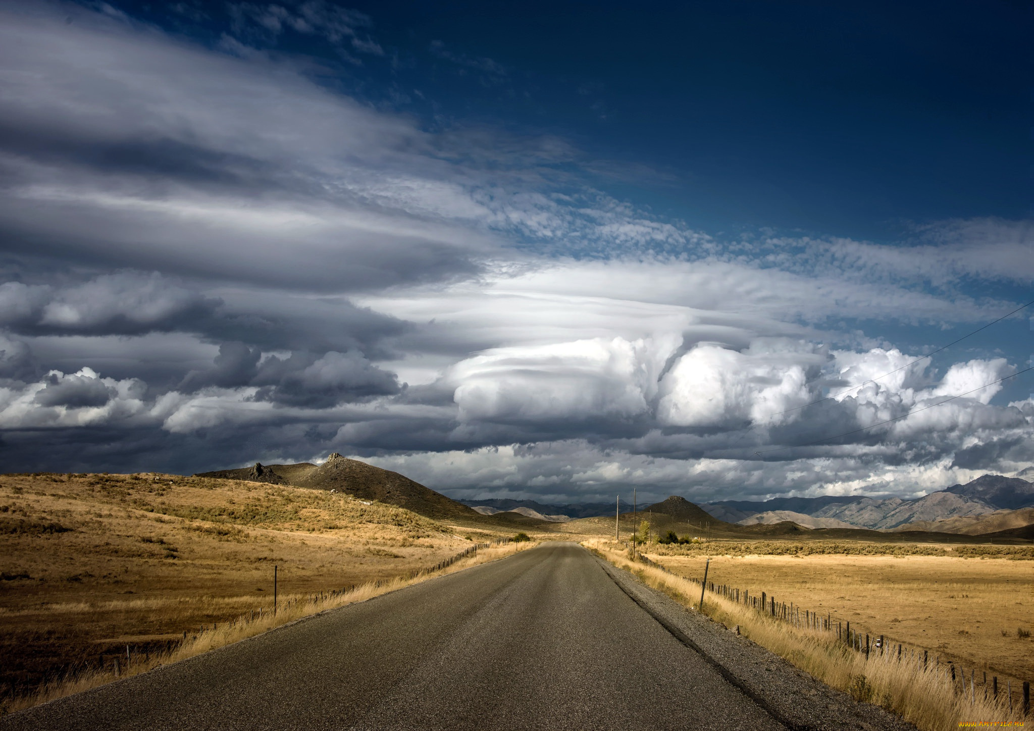 природа, дороги, дорога, облака