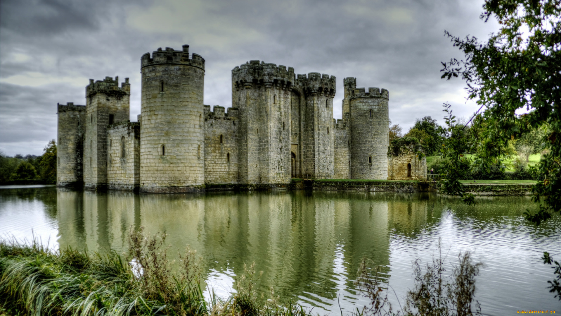 bodiam, castle, robertsbridge, east, sussex, города, замки, англии, стены, башни, замок