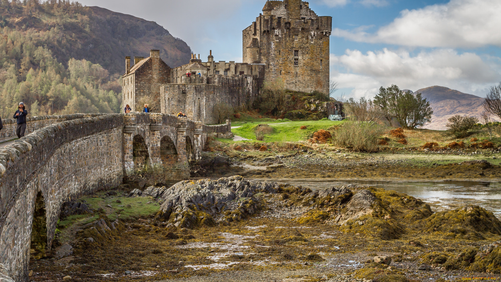eilean, donan, castle, -, loch, duich, -, scottish, highlands, города, замок, эйлен-донан, , шотландия, замок, башни, стены