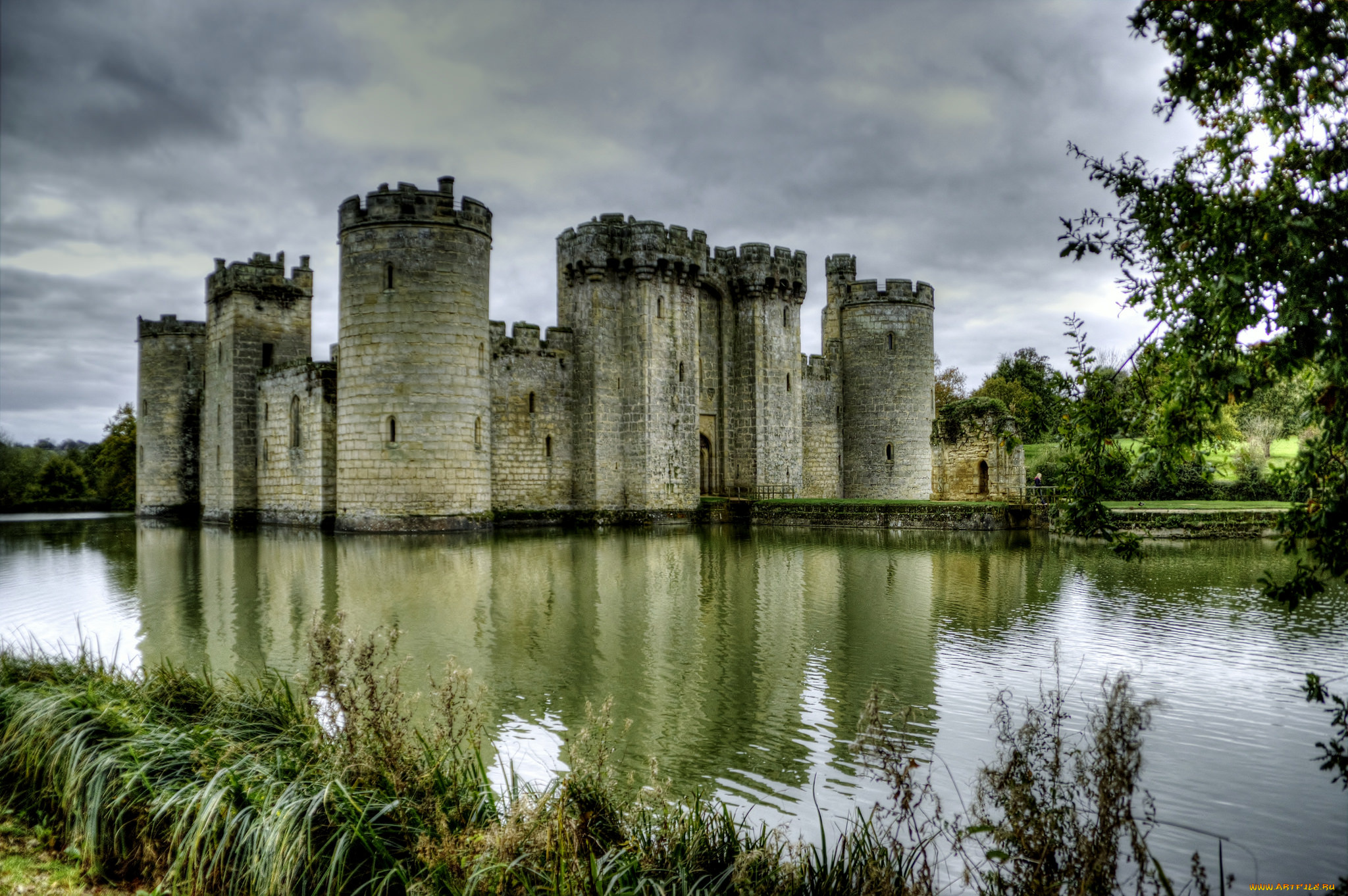 bodiam, castle, robertsbridge, east, sussex, города, замки, англии, стены, башни, замок