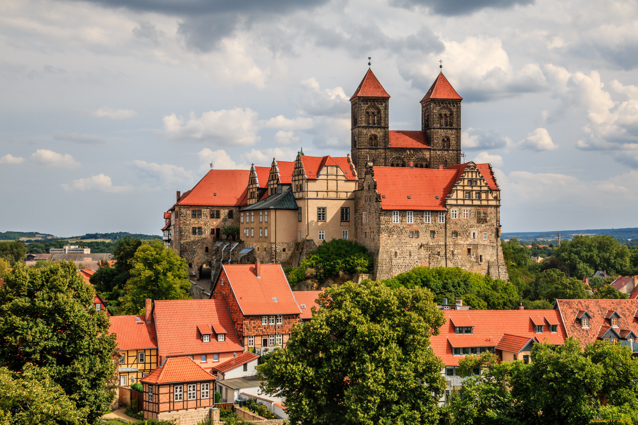 old, town, of, quedlinburg, , germany, , unesco, world, heritage, города, замки, германии, замок, башни, стены