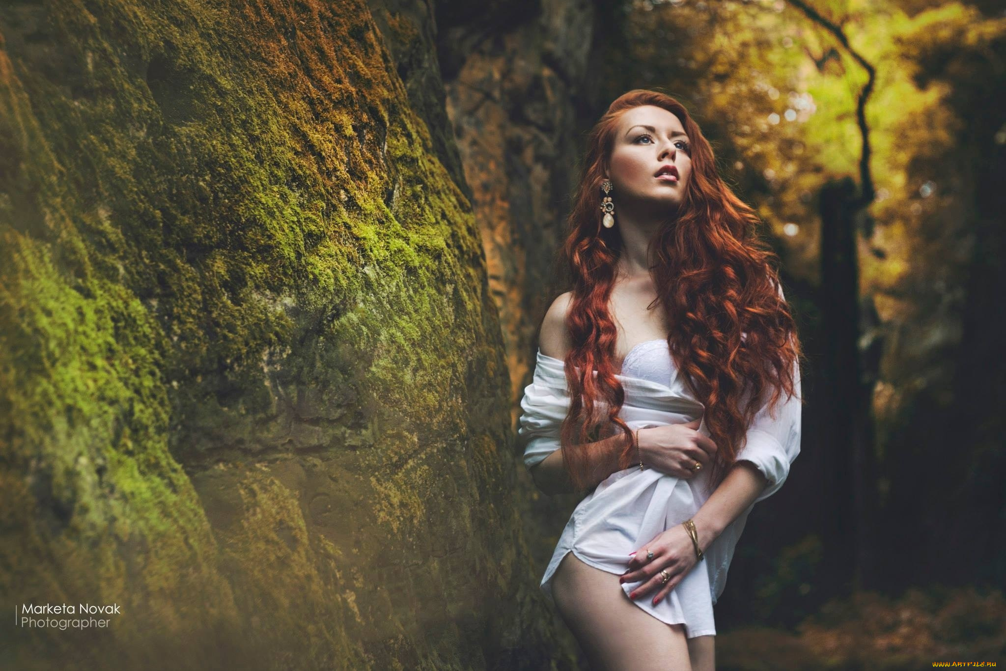 девушки, -unsort, , рыжеволосые, и, другие, nature, ines, kulenovic, woman, forest, rock, redheads