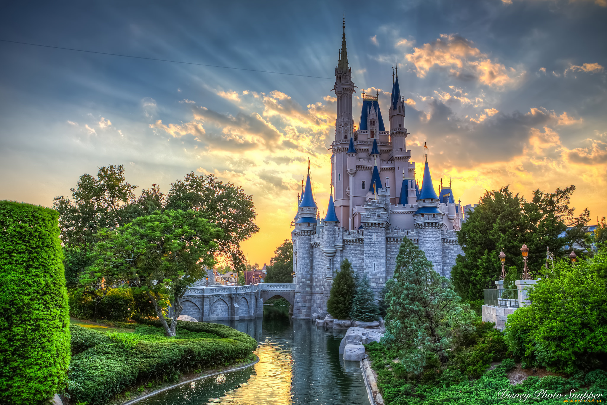 cinderella, castle, -, sunset, города, диснейленд, башни, стены, замок