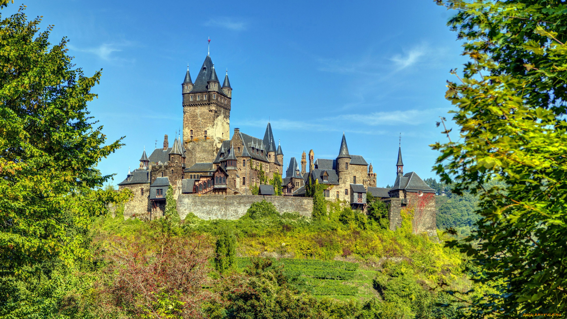 cochem, castle, города, замки, германии, cochem, castle