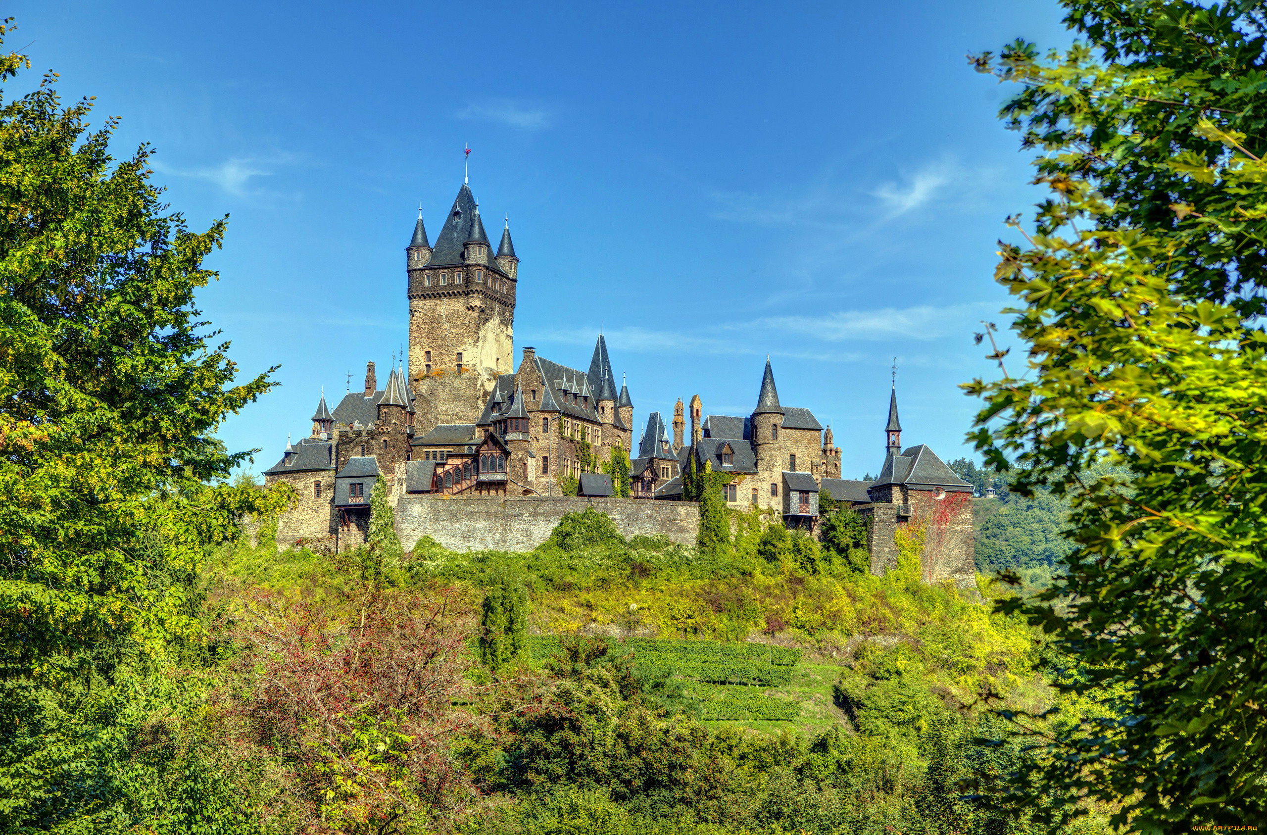 cochem, castle, города, замки, германии, cochem, castle