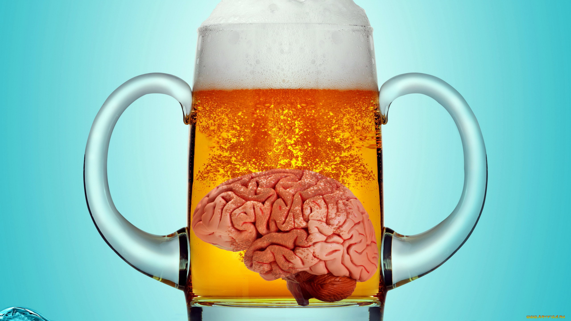 юмор, и, приколы, мозг, бокал, пиво
