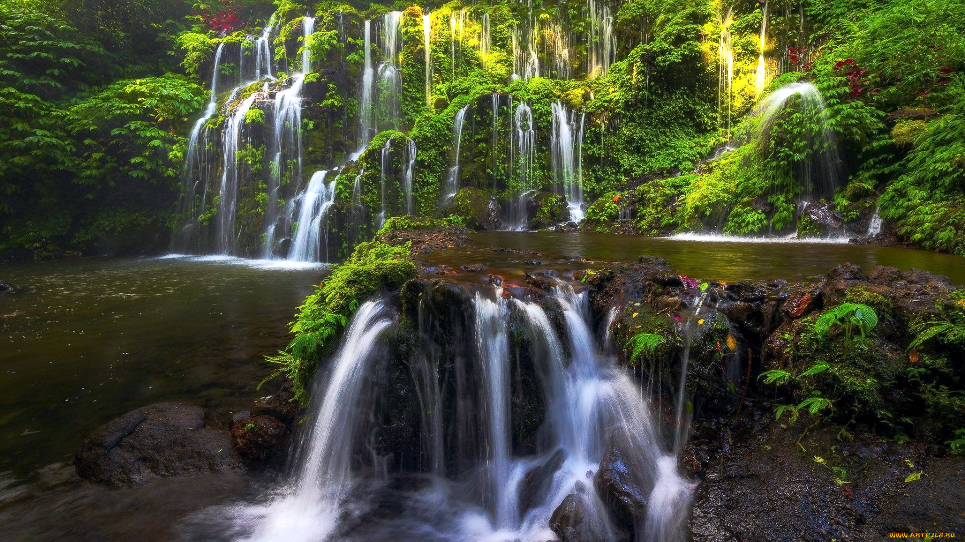 banyu, wana, amertha, waterfall, bali, indonesia, природа, водопады, banyu, wana, amertha, waterfall