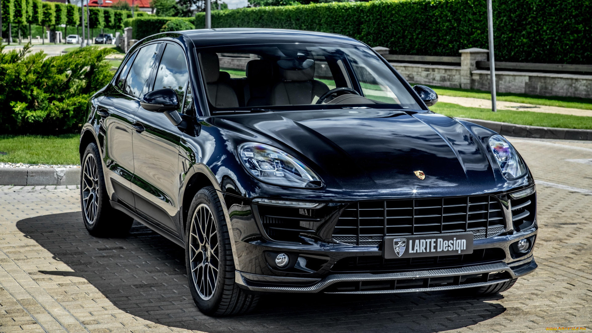 2020, larte, design, porsche, macan, автомобили, porsche, macan, larte, design, 2020, экстерьер, вид, спереди, черный, внедорожник, новый, немецкие