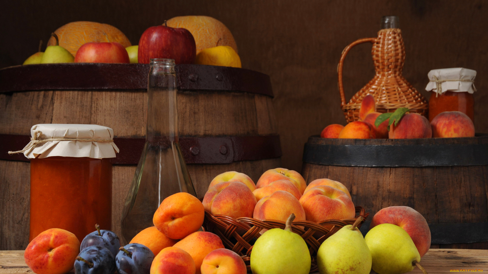 еда, фрукты, , ягоды, персики, груши, бочки, сливы, варенье, яблоки