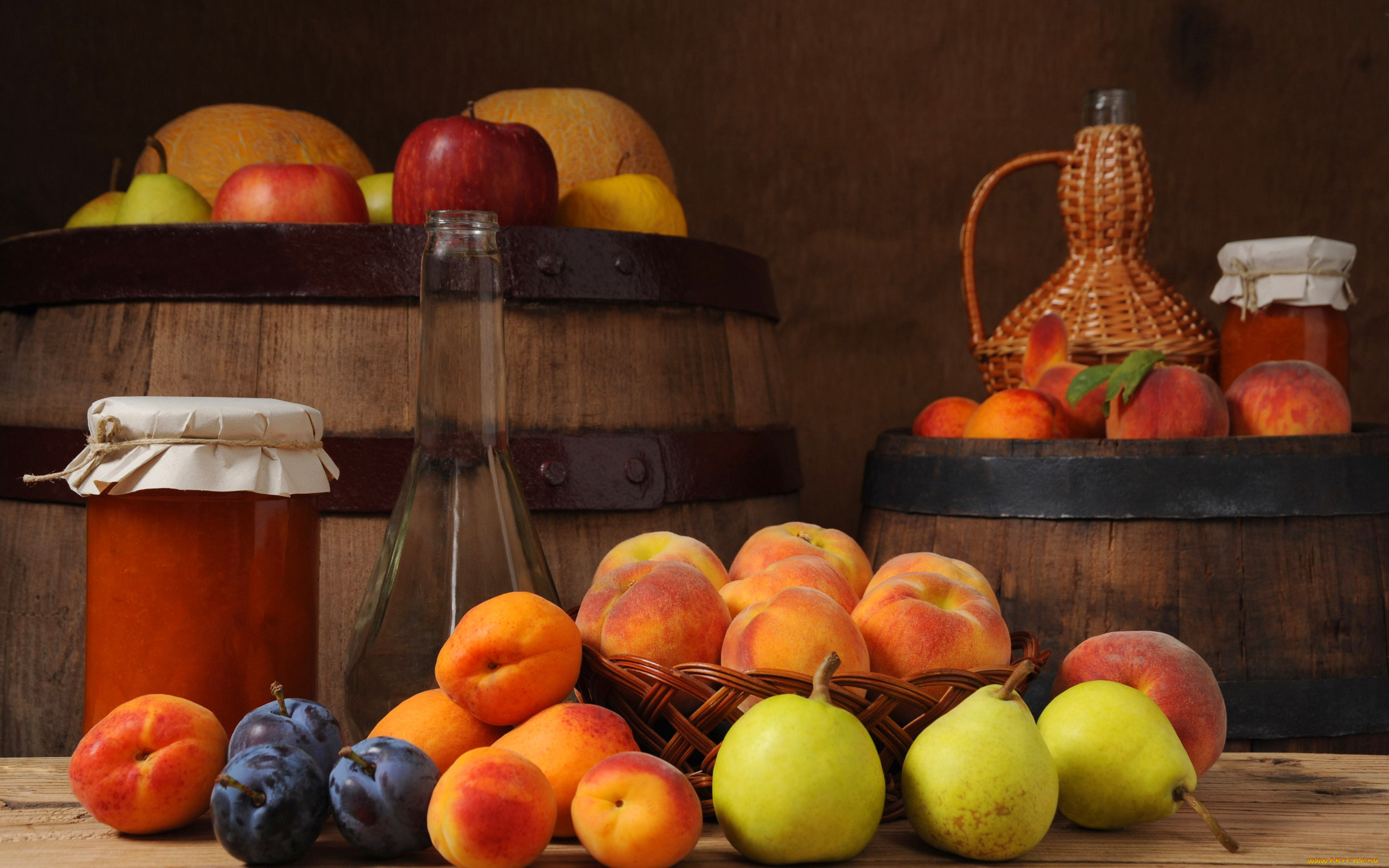 еда, фрукты, , ягоды, персики, груши, бочки, сливы, варенье, яблоки