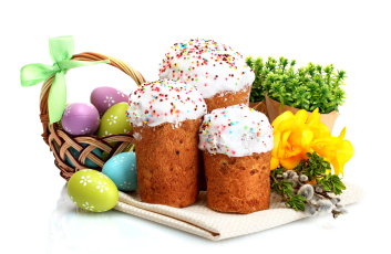 Картинка праздничные пасха яйца кулич blessed holiday cake easter eggs flowers весна цветы