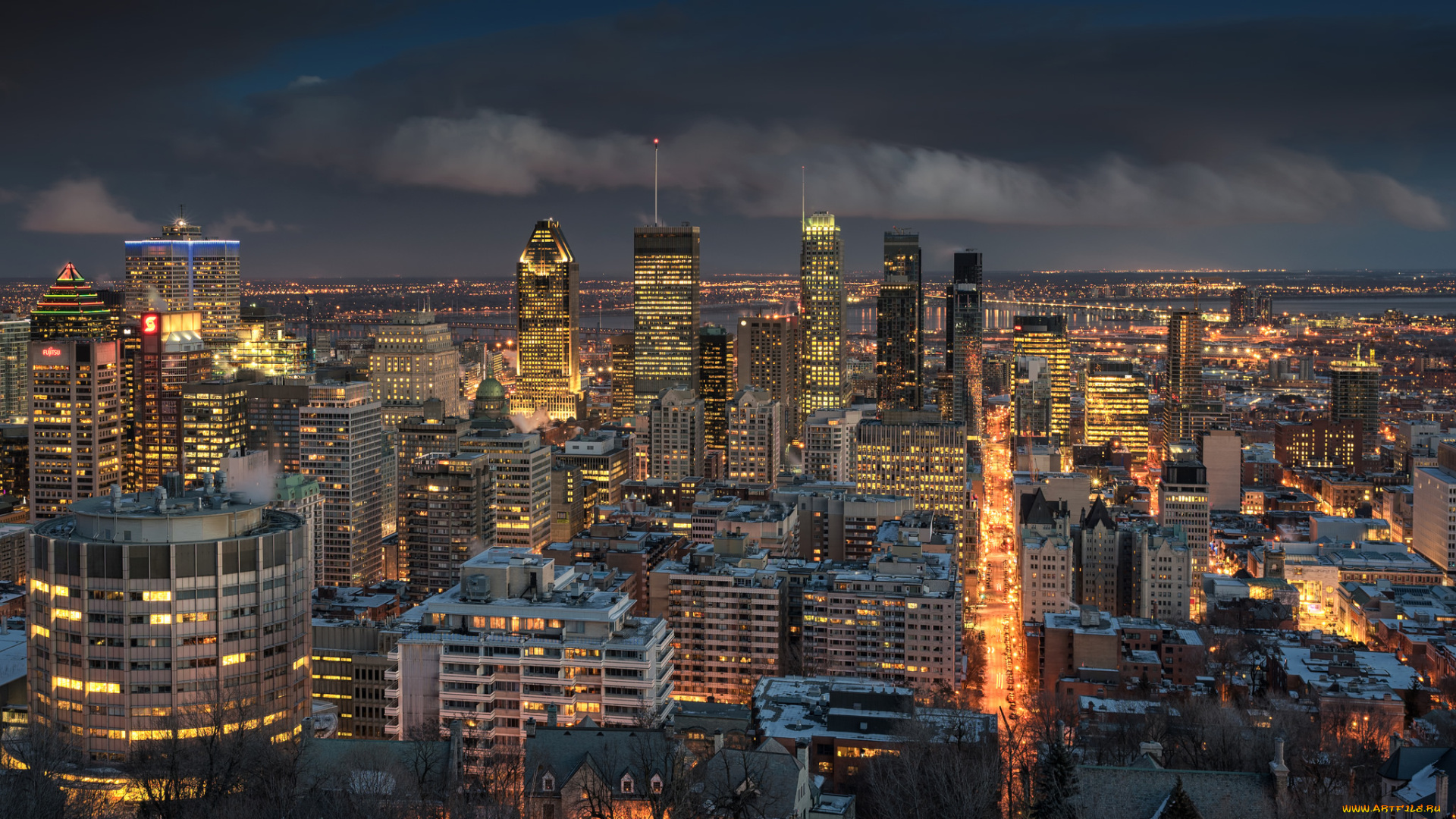 montreal, города, монреаль, , канада, огни, ночь