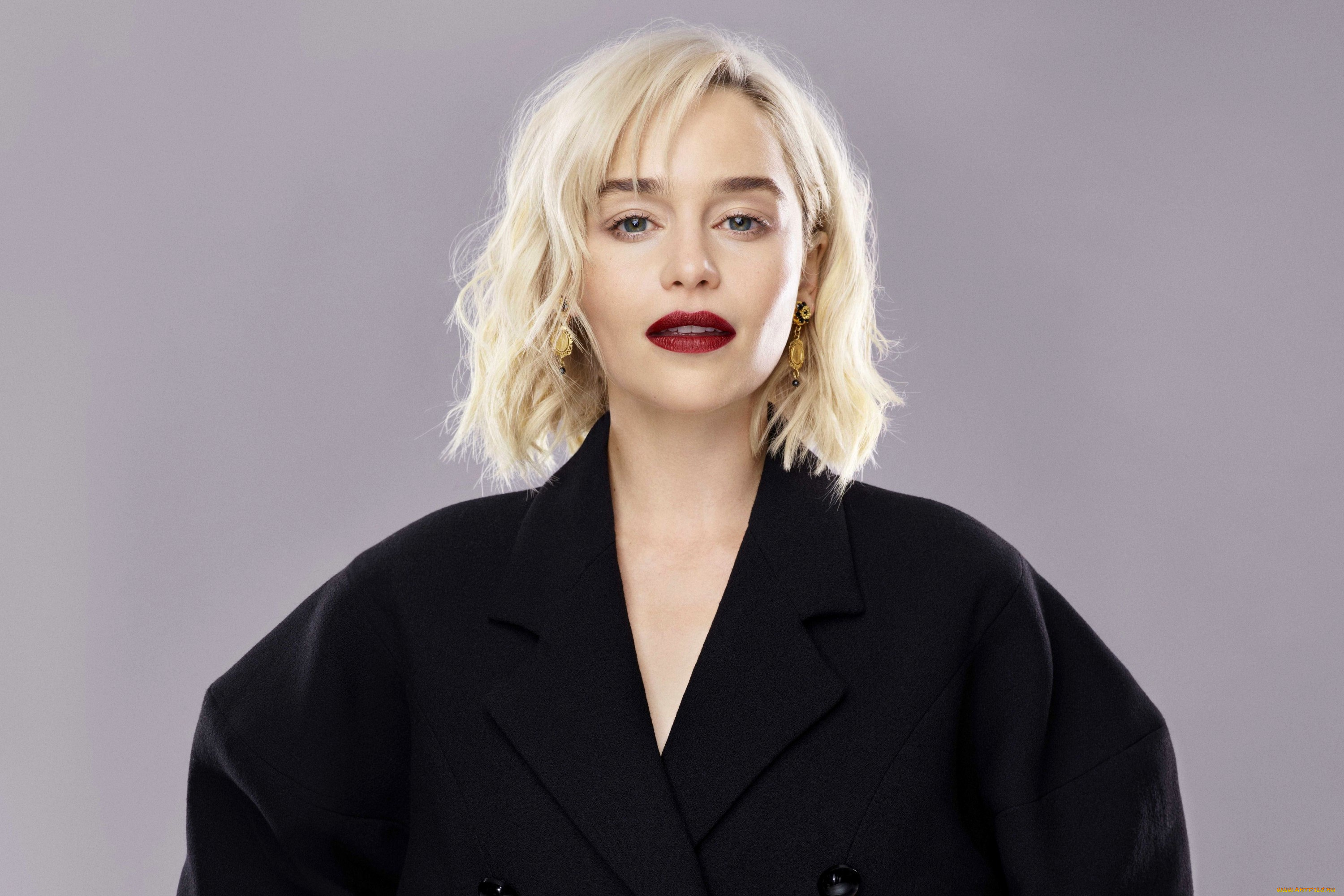 девушки, emilia, clarke, пальто, блондинка, актриса