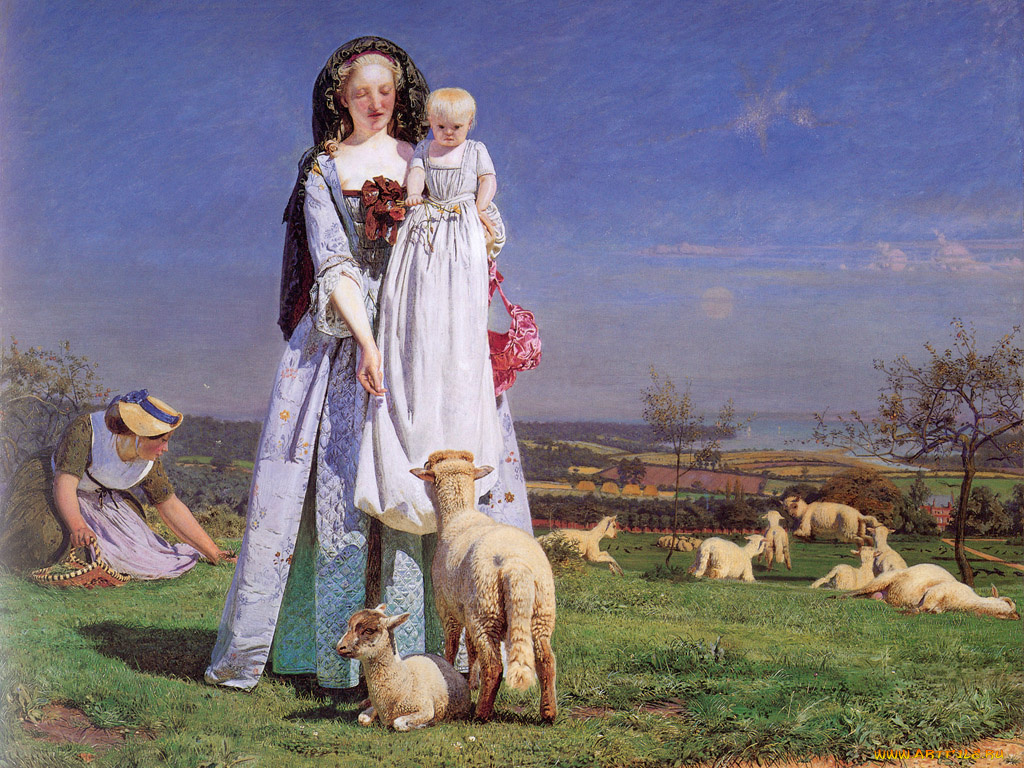 pretty, baa, lambs, рисованные, john, everett, millais