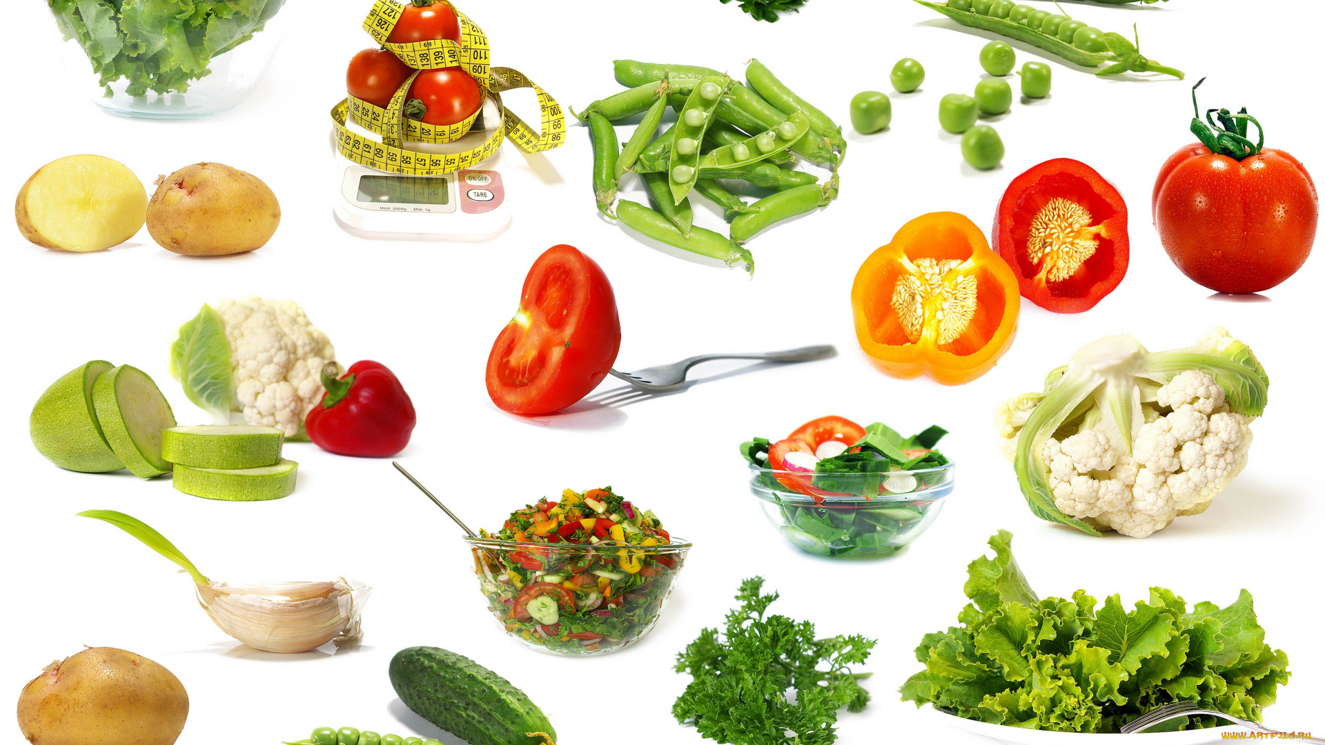 еда, овощи, коллаж, зелень, белый, фон, диета, редиска, салат, огурец, огурцы, томаты