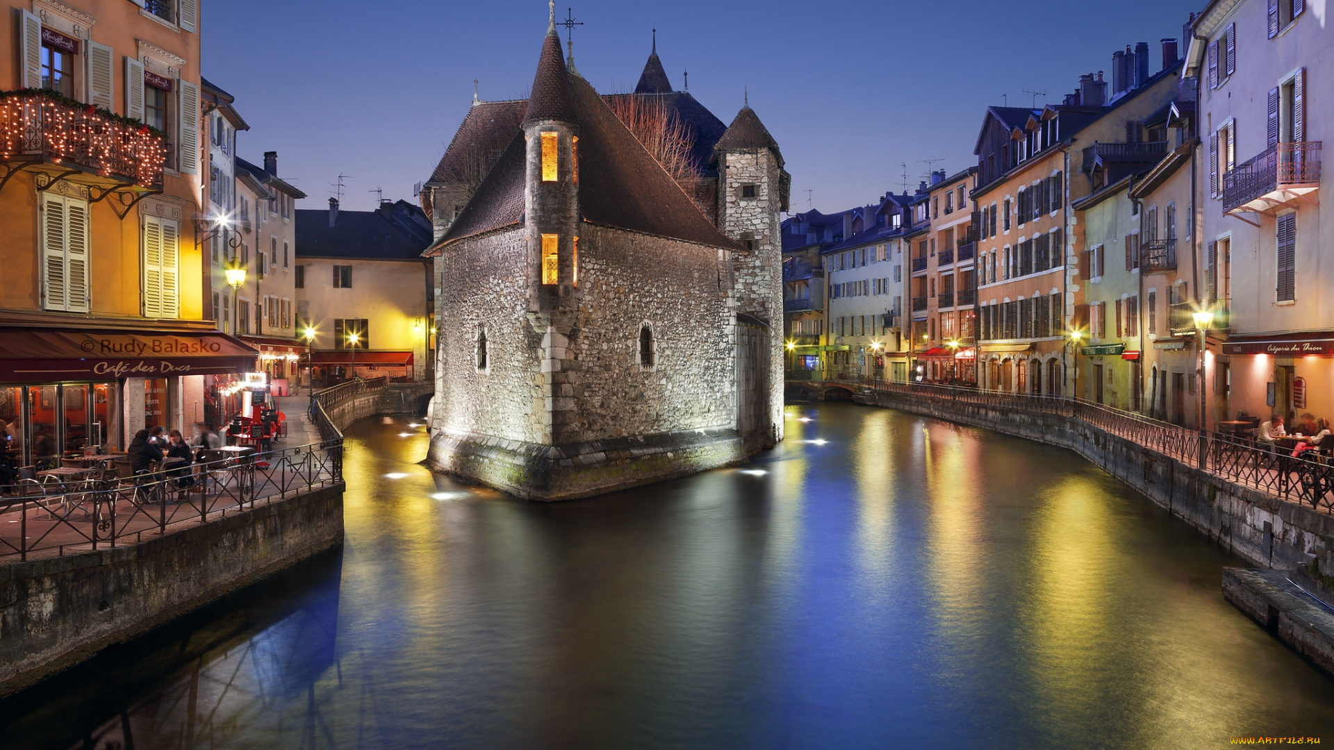 annecy, , france, города, -, улицы, , площади, , набережные, дома, набережная, канал, огни