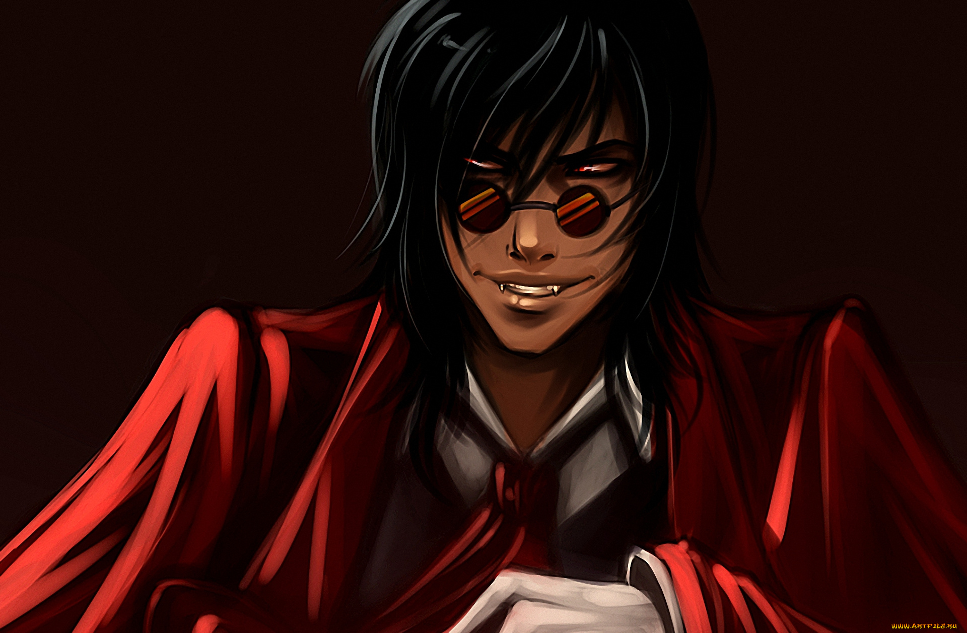 аниме, hellsing, dracula, алукард, дракула, вампир, vampire, очки, взгляд, alucard