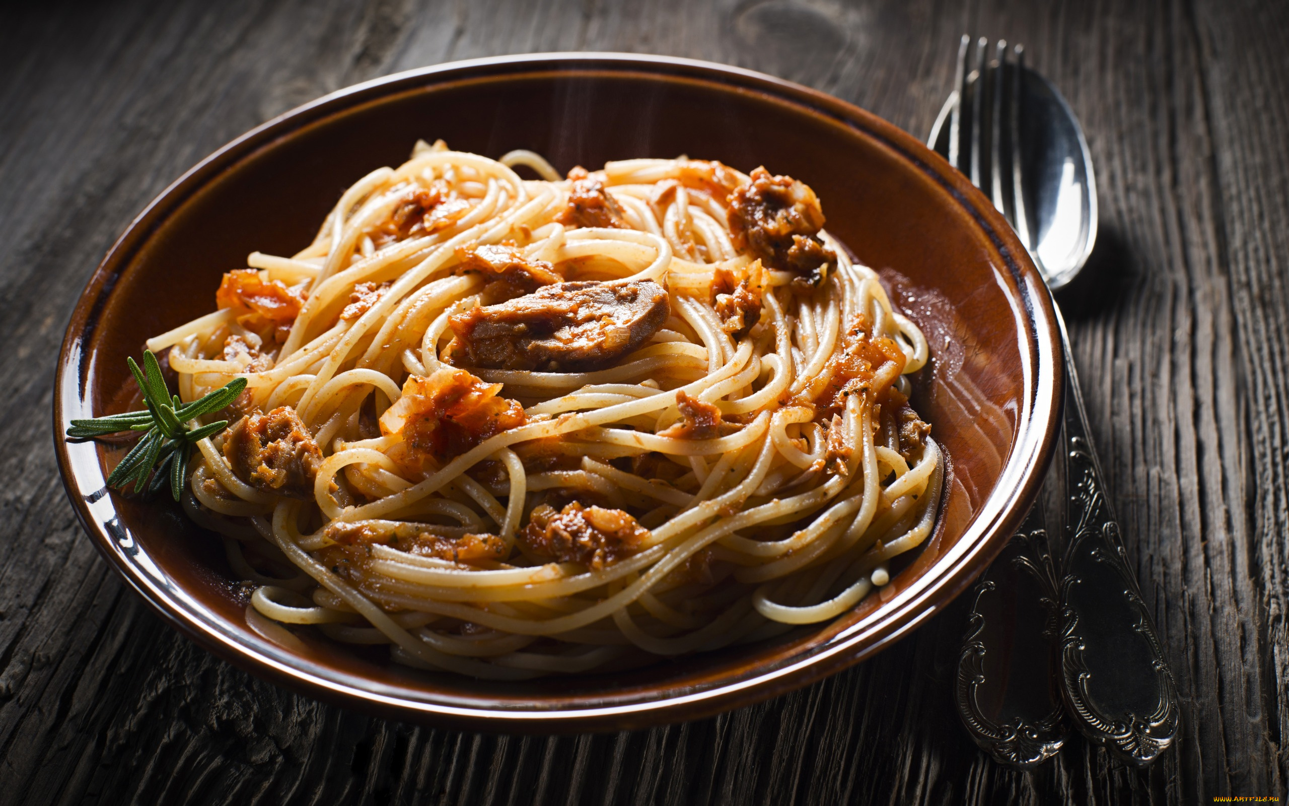 еда, макаронные, блюда, спагетти, розмарин, мясо