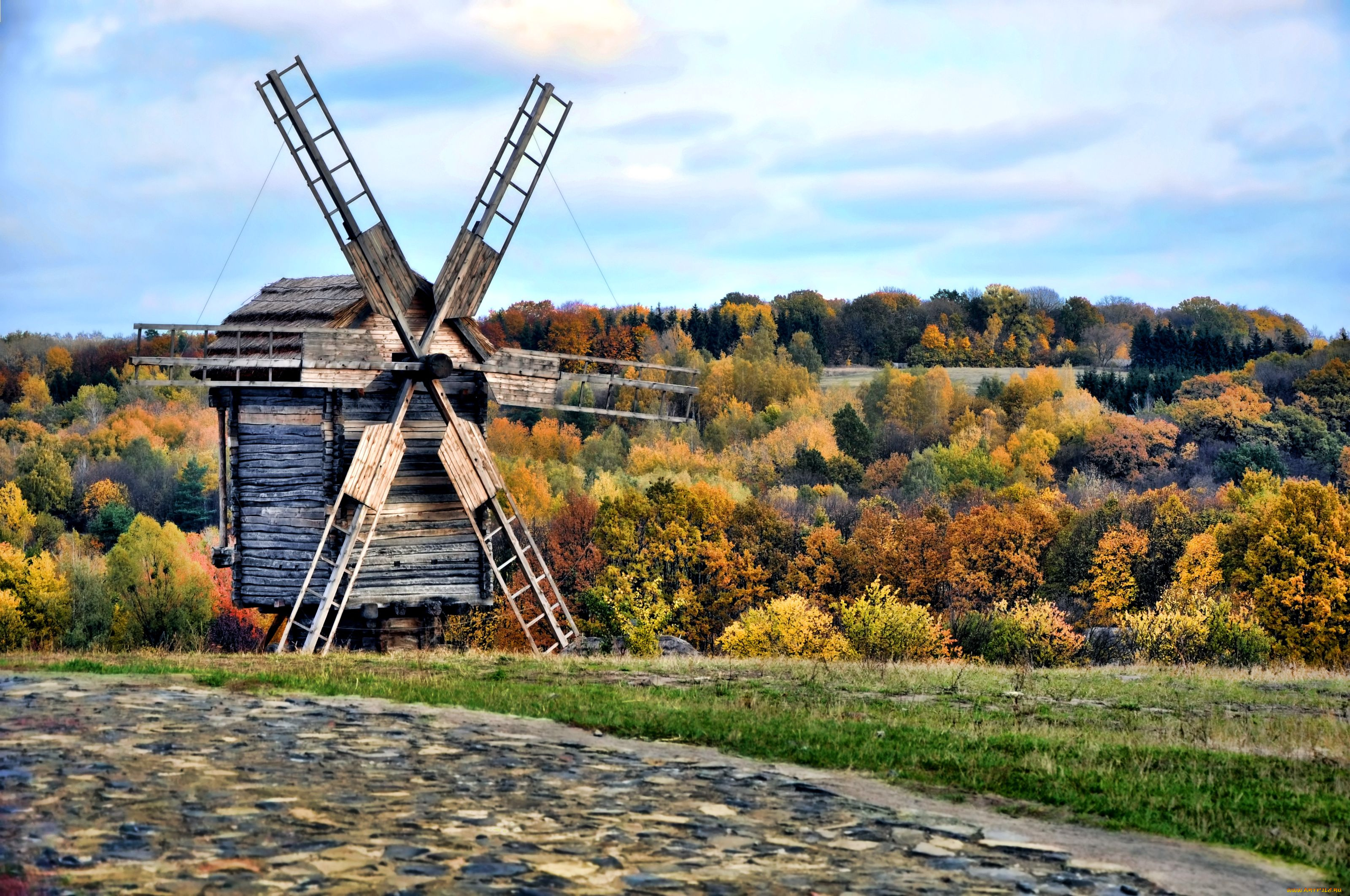 разное, мельницы, лопасти, осень