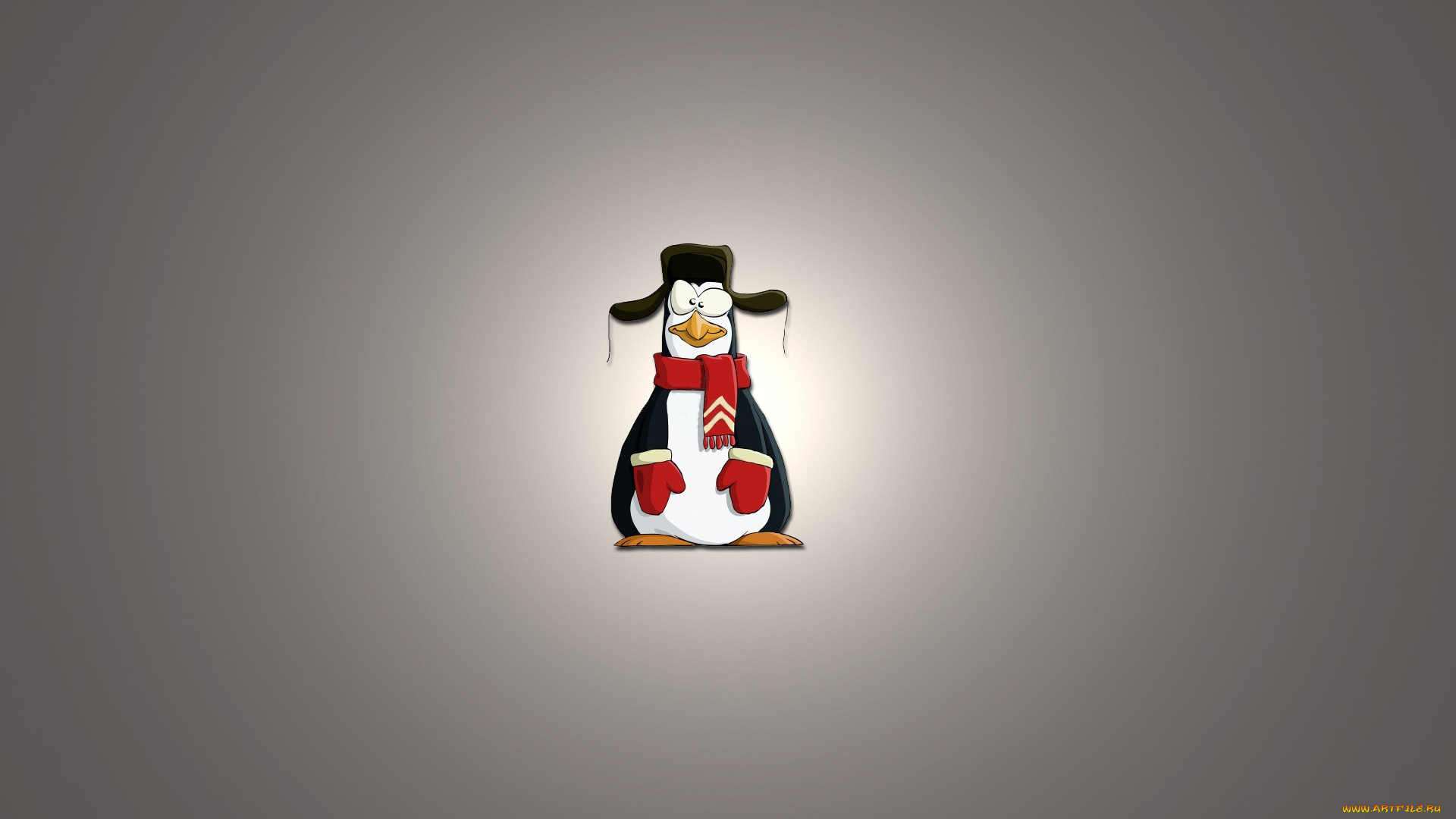 рисованные, минимализм, пингвин, penguin, светлый, фон, варьюшки, шапка, ушанка, шарф