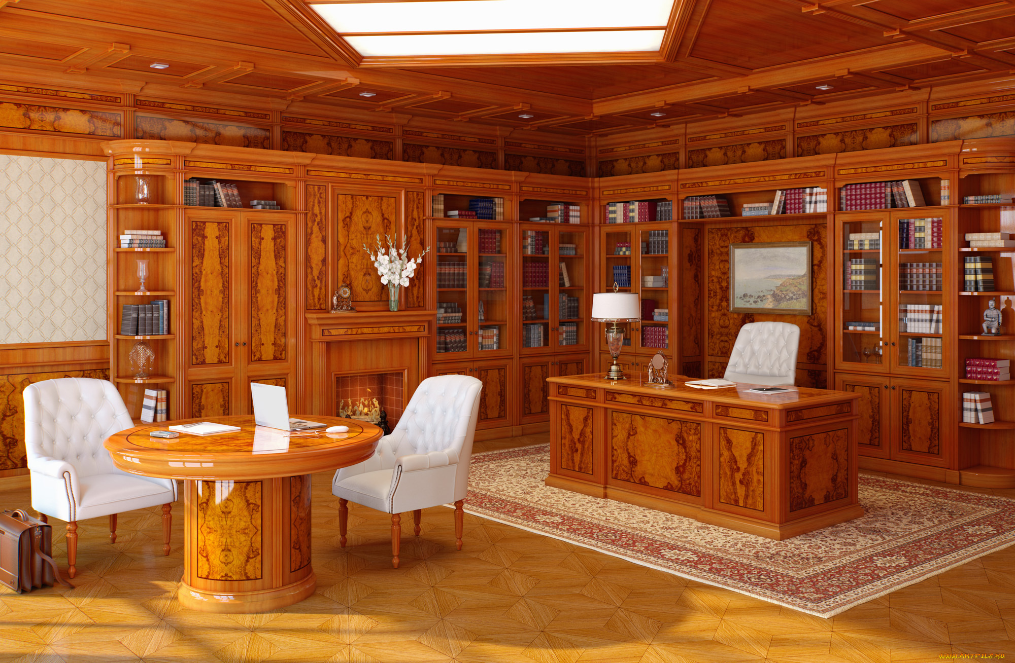 интерьер, кабинет, , библиотека, , офис, книги, картина, мебель, кресла, компютер, стол, кресло, стиль, класика, interior, office