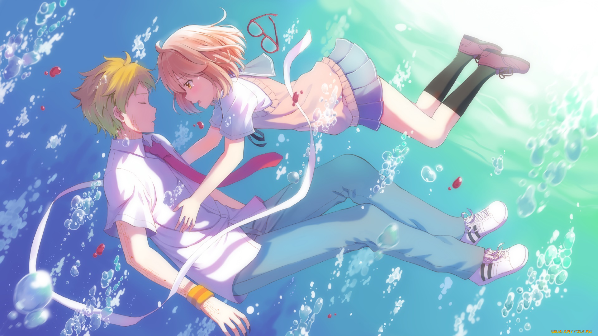 kyoukai, no, kanata, аниме, unknown, , другое, фон, взгляд, девушка, парень