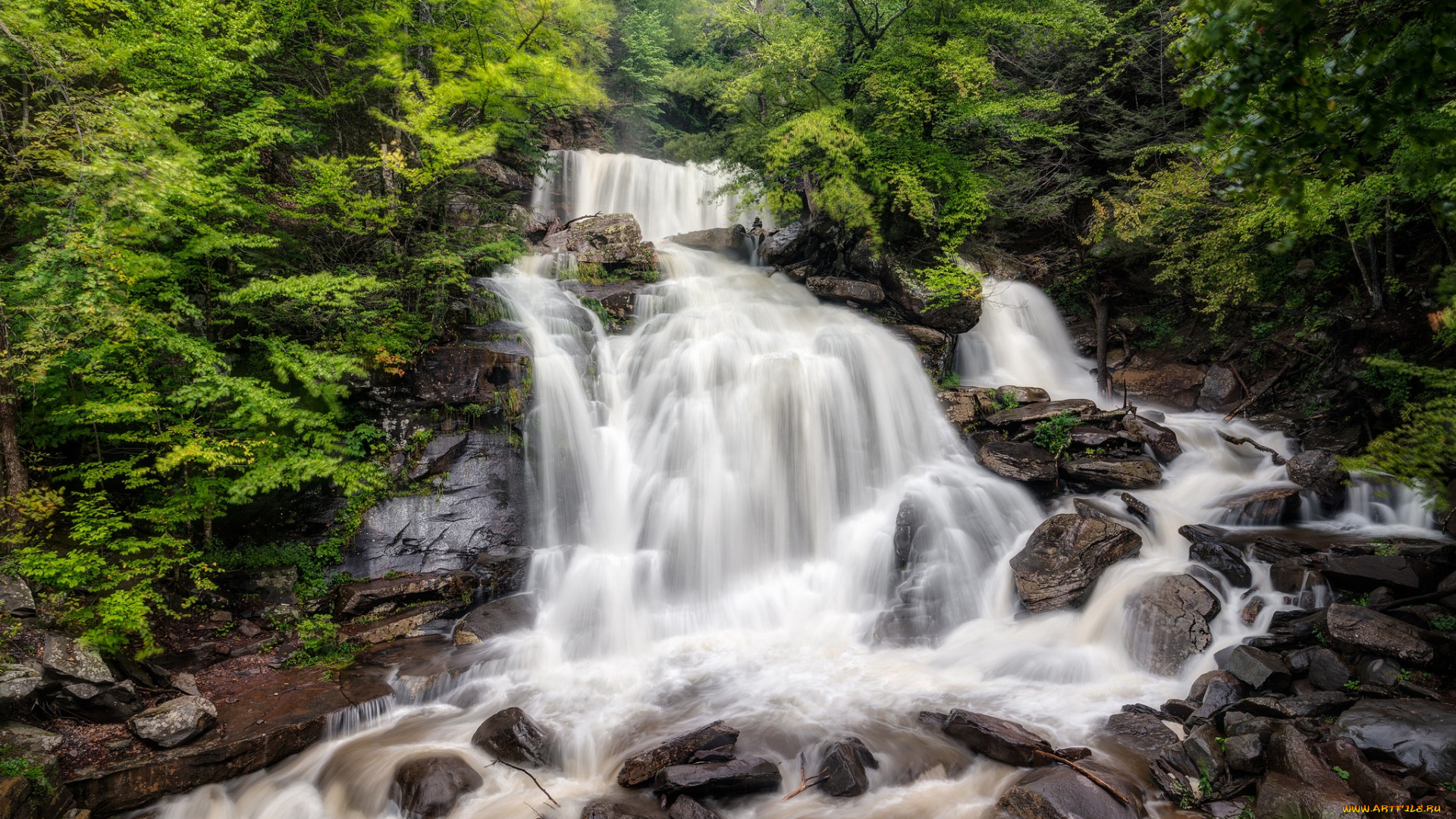 природа, водопады, водопад, ес, река