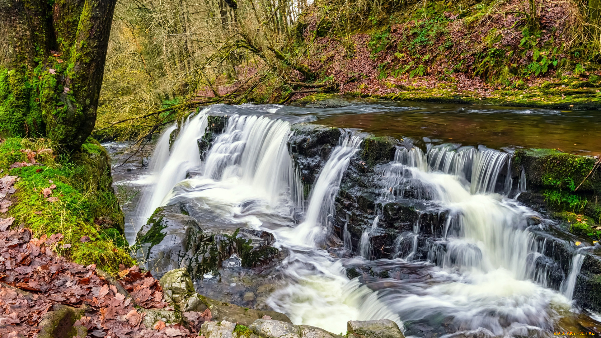 природа, водопады, водопад, река, ес