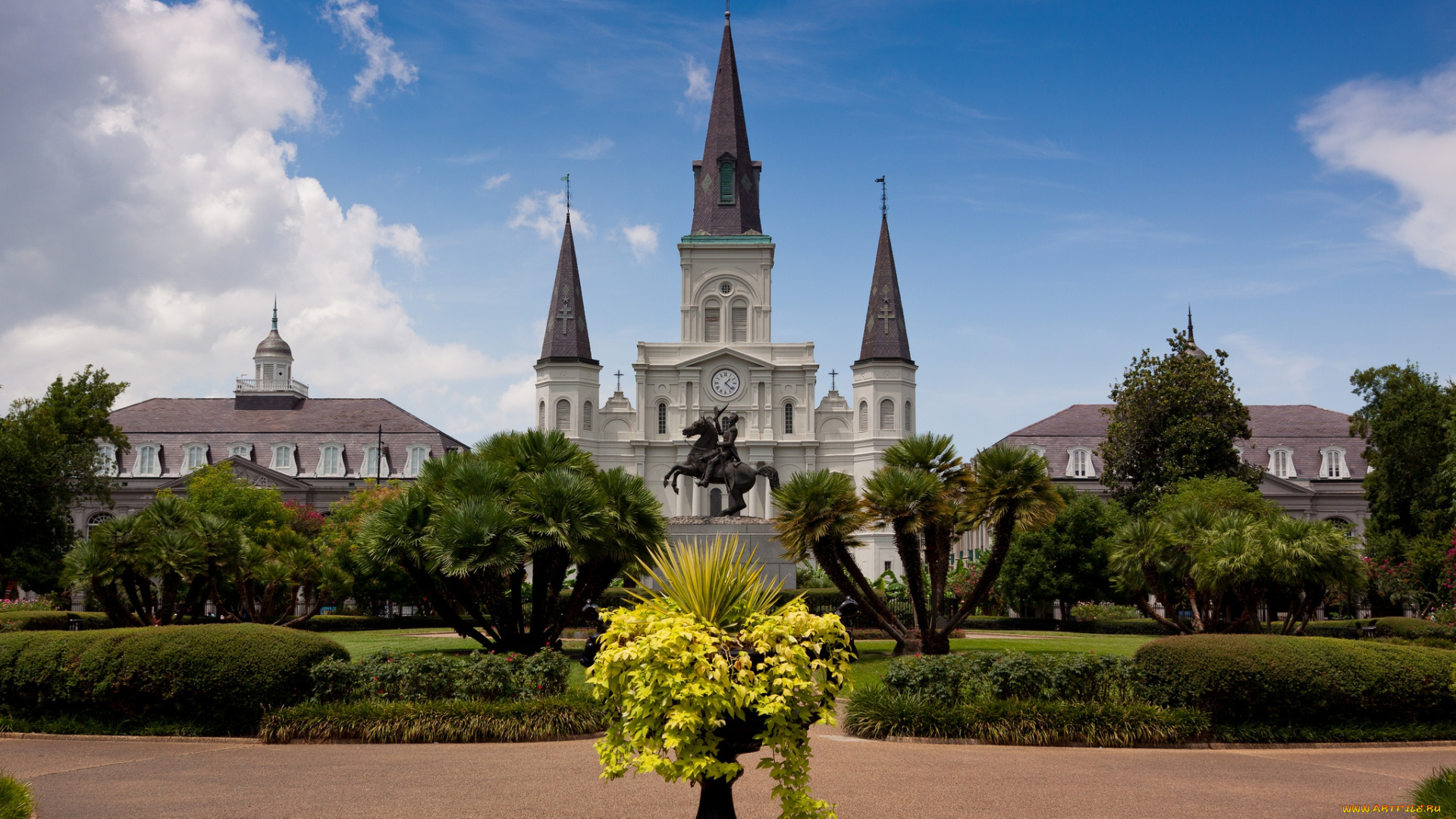 st, , louis, cathedral, -, new, orleans, города, -, панорамы, парк, храм