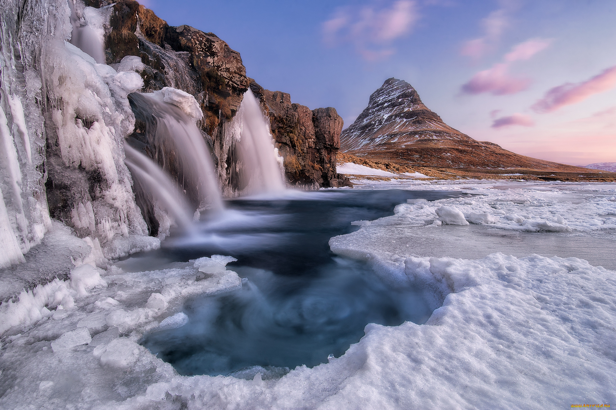 природа, водопады, водопад, река, ес