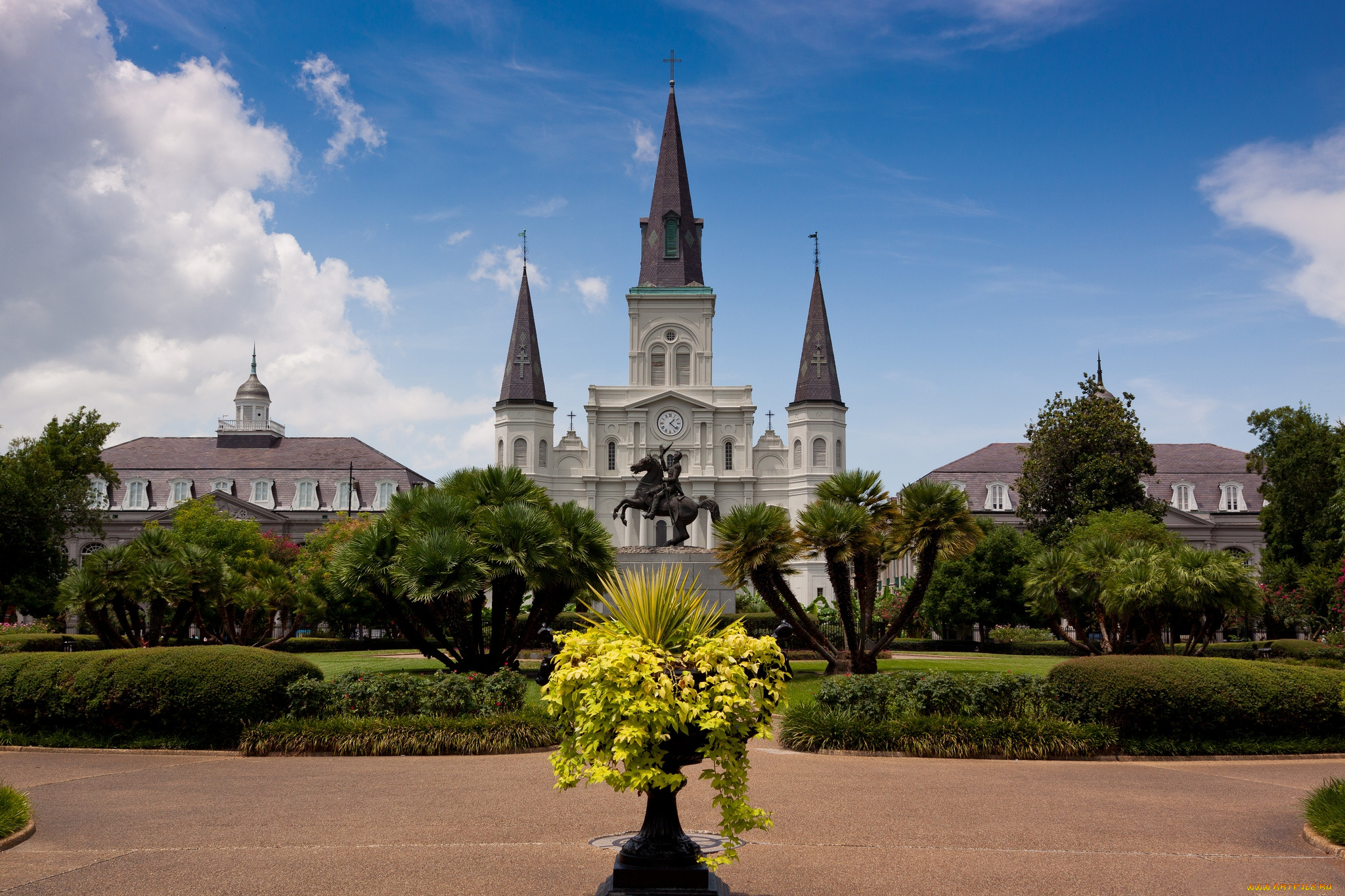 st, , louis, cathedral, -, new, orleans, города, -, панорамы, парк, храм